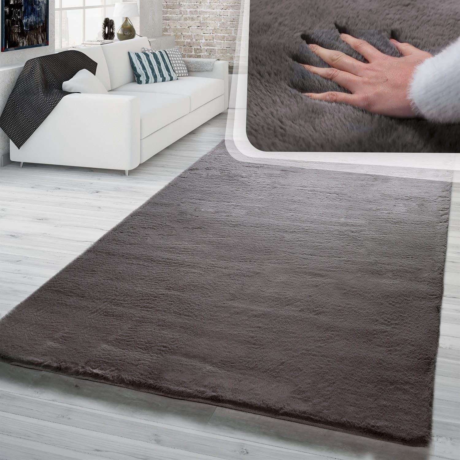 TT Home Teppich, Rechteckig, Höhe: 26 mm, Hochflor Teppich Schlafzimmer Kun günstig online kaufen