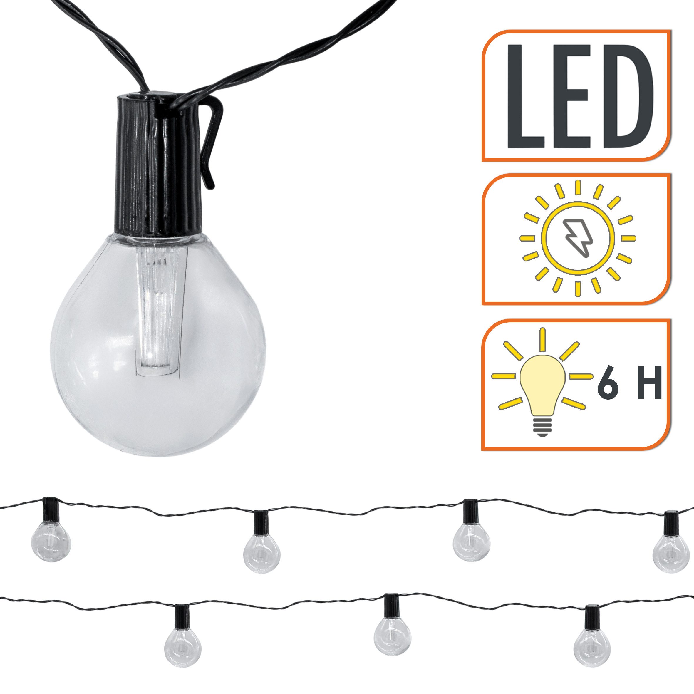 Spetebo LED Dekolicht Solar Lichterkette mit 20 Glühbirnen, solarbetrieben, warm weiß, Party Lichterkette für den Garten – Bild 3 von 5