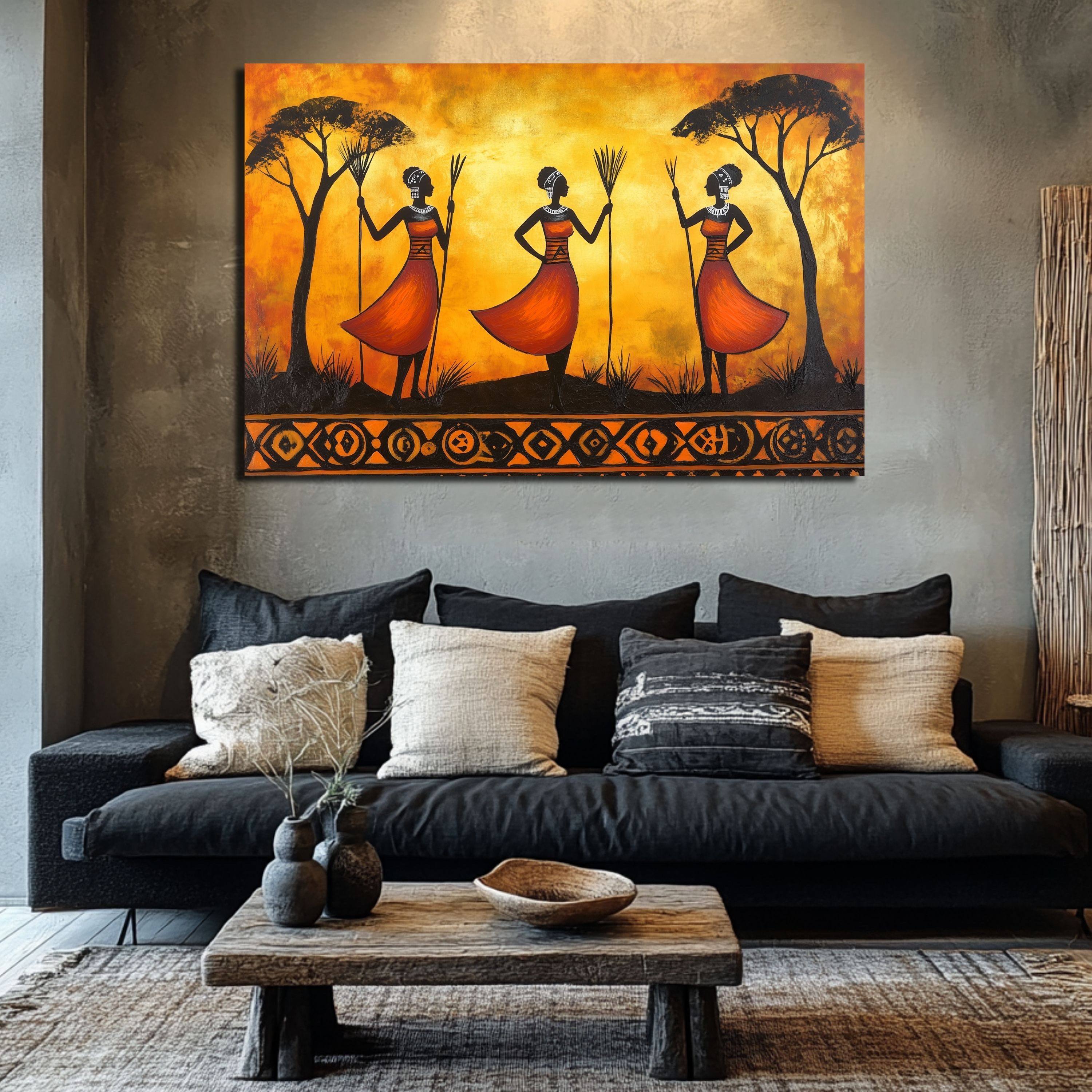 DARO Design Leinwandbild Modern Abstrakt Wandbilder XXL Wandbild Wand Deko Leinwand Bilder, (Drei Frauen - Bild groß Wohnzimmer Schlafzimmer Küche Esszimmer Einteilig Querformat Fotodruck Leinwände Wanddeko Abstrakte Kunst Boho), 30x20cm