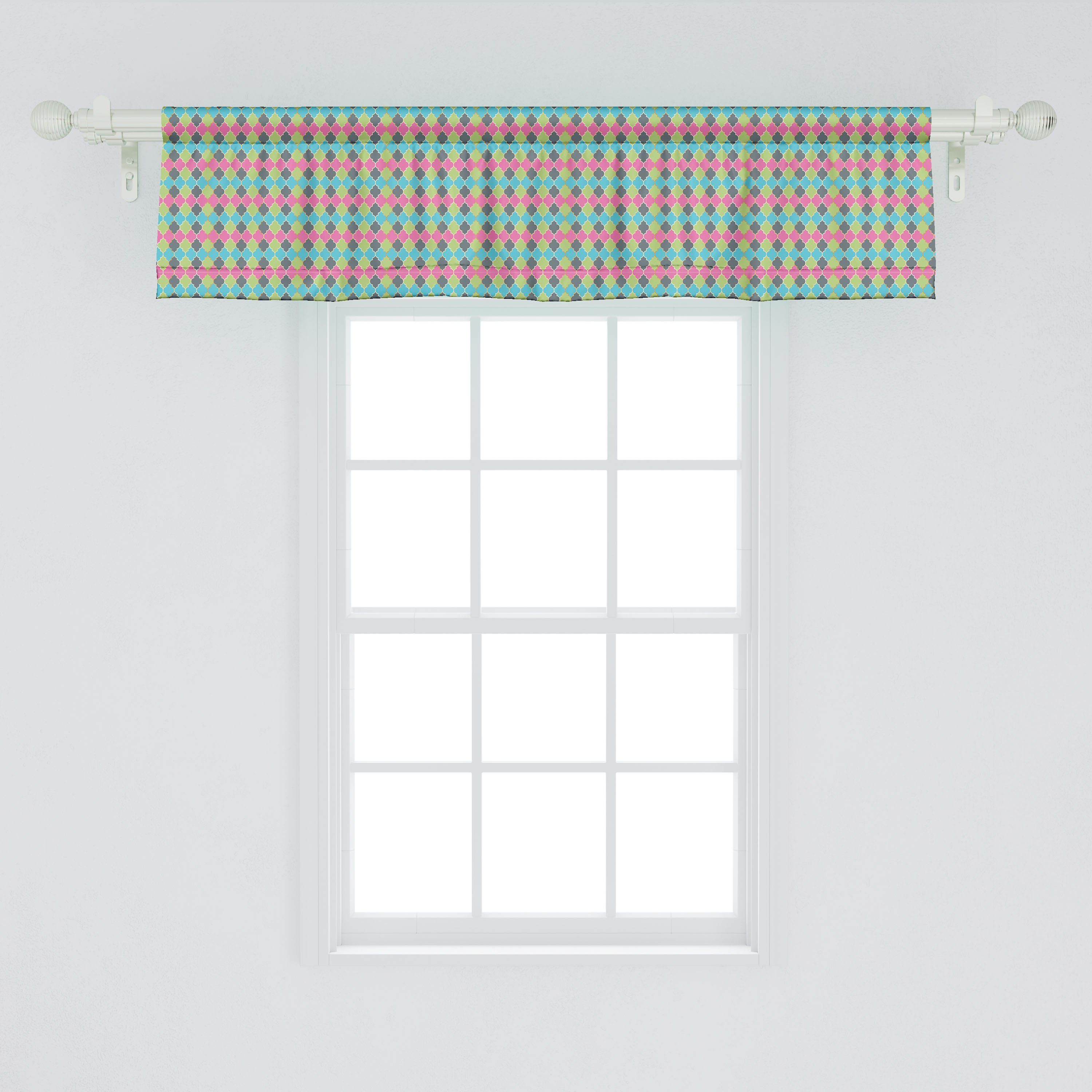 Scheibengardine Vorhang Volant Quatrefoil Küche Kunst Schlafzimmer marokkanische Stangentasche, Dekor für Abakuhaus, Microfaser, Bunte mit