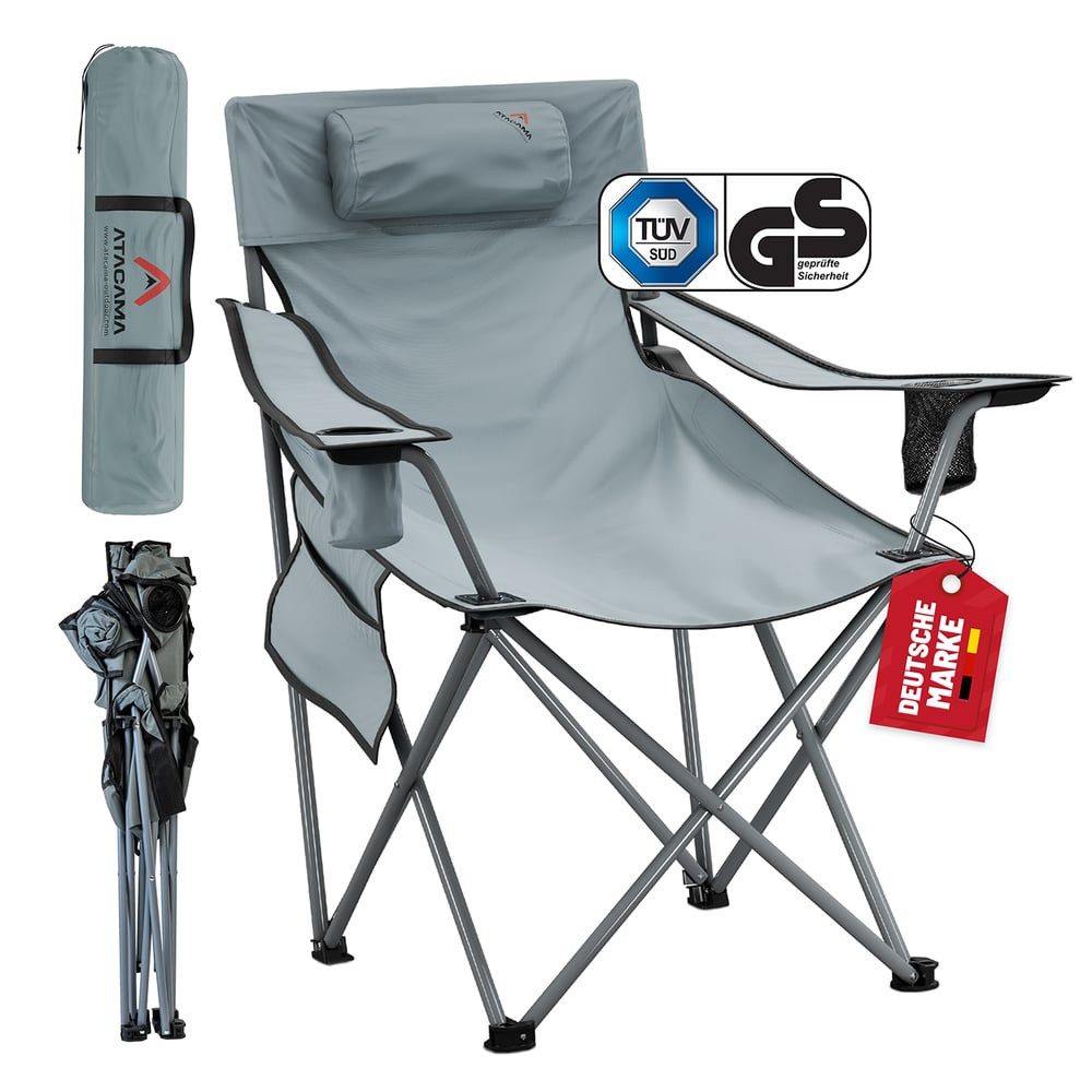 Atacama Campingstuhl ultraleicht mit Getränkehalter Armlehne, Outdoor Abenteuer Camping Wohnmobil Fahlstuhl Angeln Garten Zelten