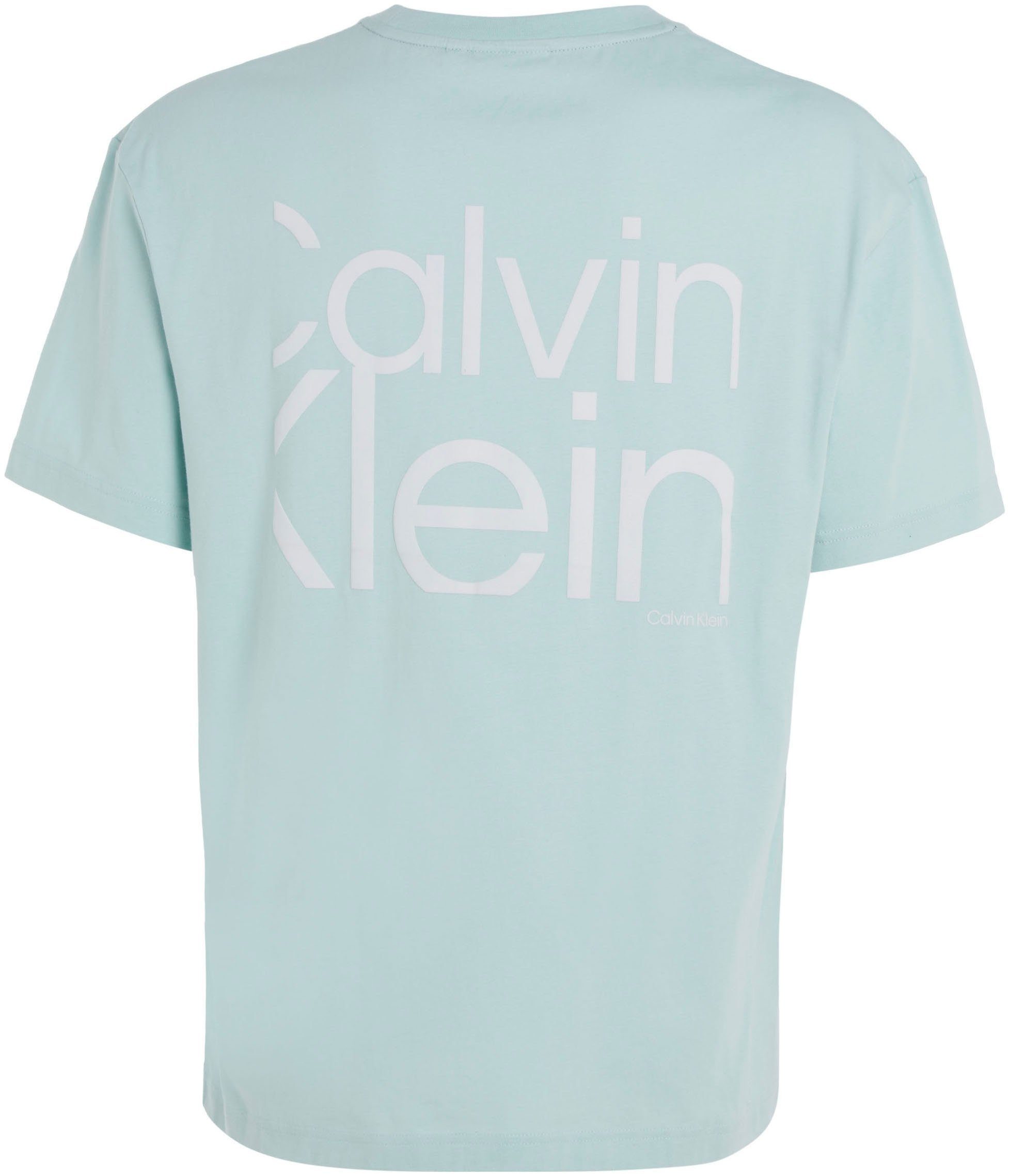 Calvin Logodruck ghost Calvin hinten green Kurzarmshirt und mit Klein Klein vorne