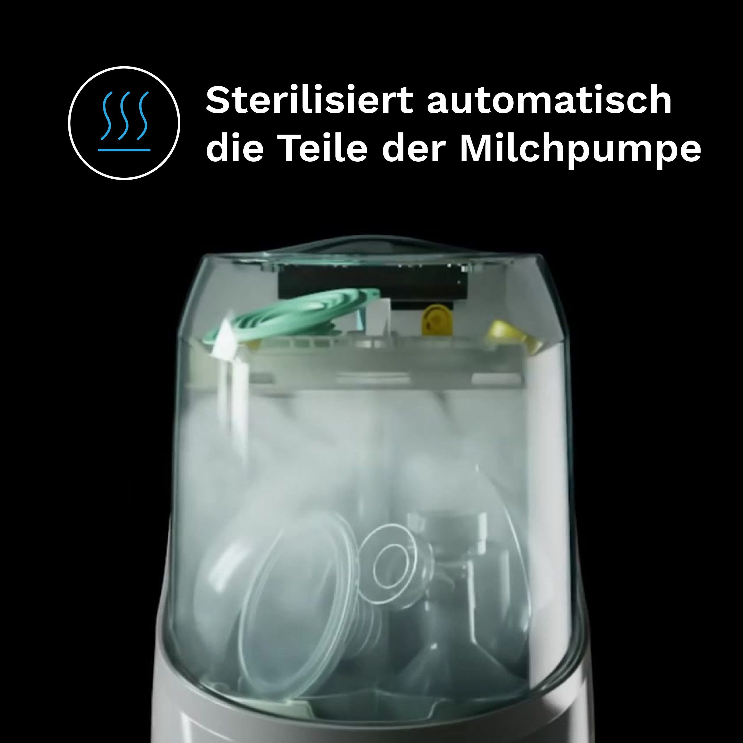 Baby Brezza Dampfsterilisator Automatischer Flaschen- & Milchpumpenreiniger mit HEPA-Filter, Babyflaschenreiniger, Sterilisator und Trockner