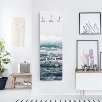 Bilderdepot24 Garderobenpaneel blau Natur Strand Meer Große Welle Hawaii Design (ausgefallenes Flur Wandpaneel mit Garderobenhaken Kleiderhaken hängend), moderne Wandgarderobe - Flurgarderobe im schmalen Hakenpaneel Design