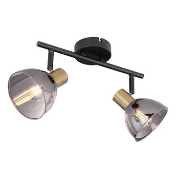 etc-shop LED Deckenspot, Leuchtmittel nicht inklusive, Deckenstrahler 2 flammig Deckenlampe Retro schwarz