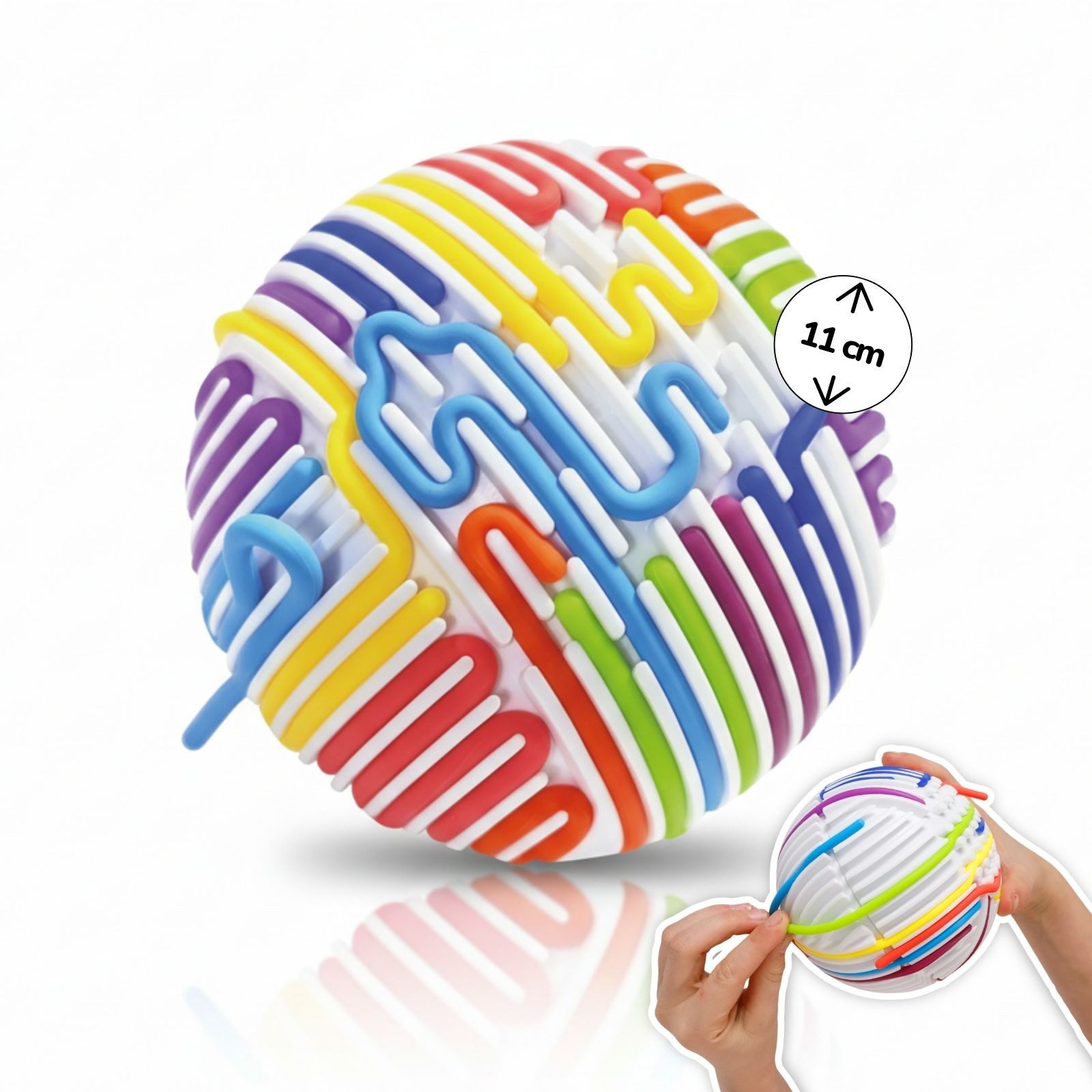 alldoro Fidget-Gadget Fidget Sensorik-Ball m.16 bunten Silikon-Schnüren für kreative Muster, sensorisches Anti-Stress Spielzeug für Kinder, für zuhause & Unterwegs