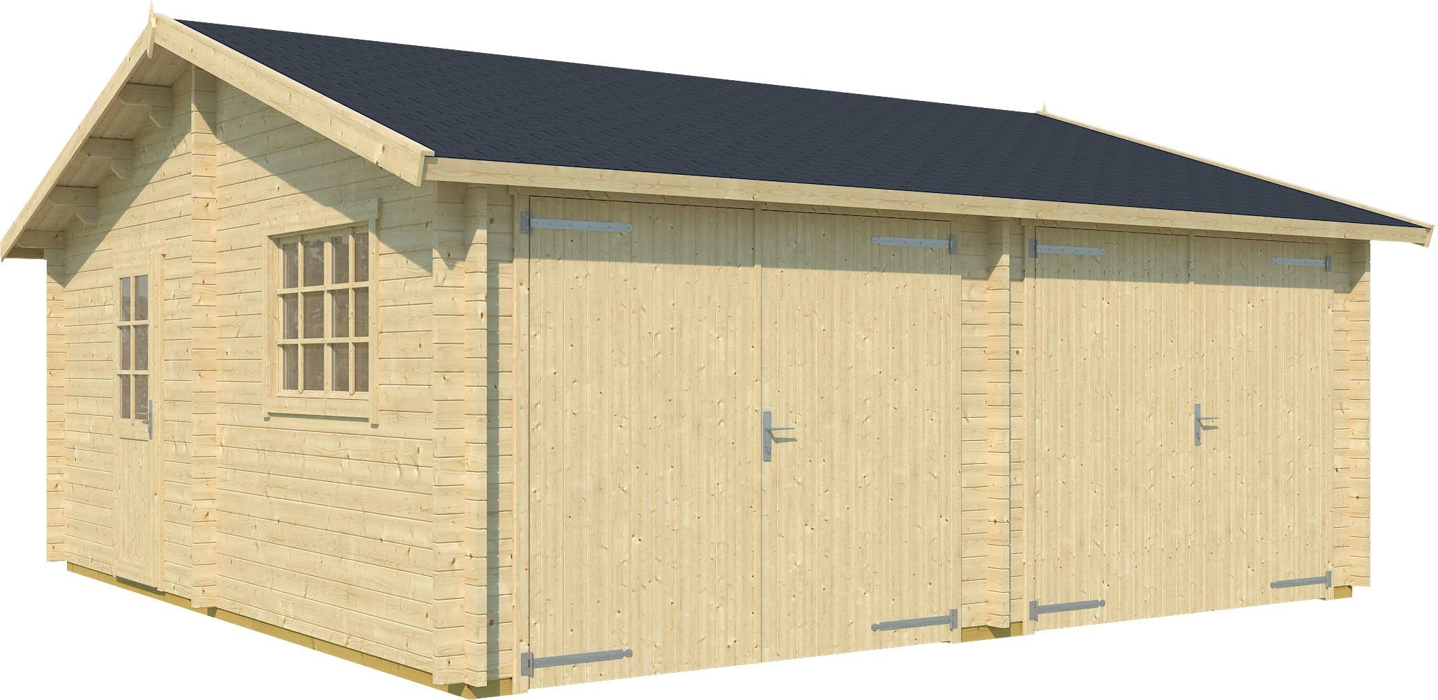 LASITA MAJA Garage Falkland (Set, Garage Fahrzeuge Für 2 Holztoren + naturbelassen geeignet), 2