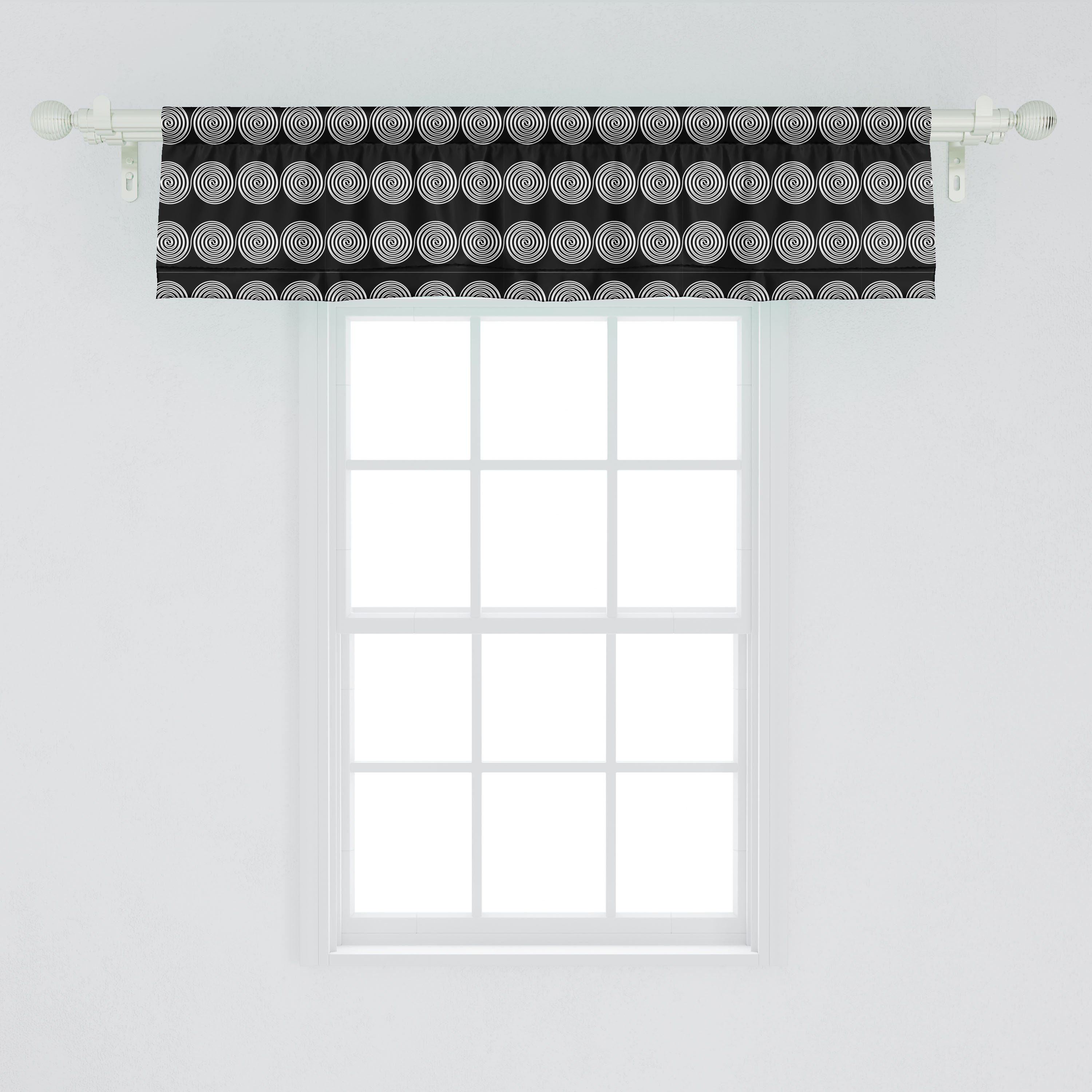 Scheibengardine Vorhang Volant Küche Geometrie für Schlafzimmer Dekor mit Abstrakte Stangentasche, Abakuhaus, Kunst Microfaser, Wirbels-Linien