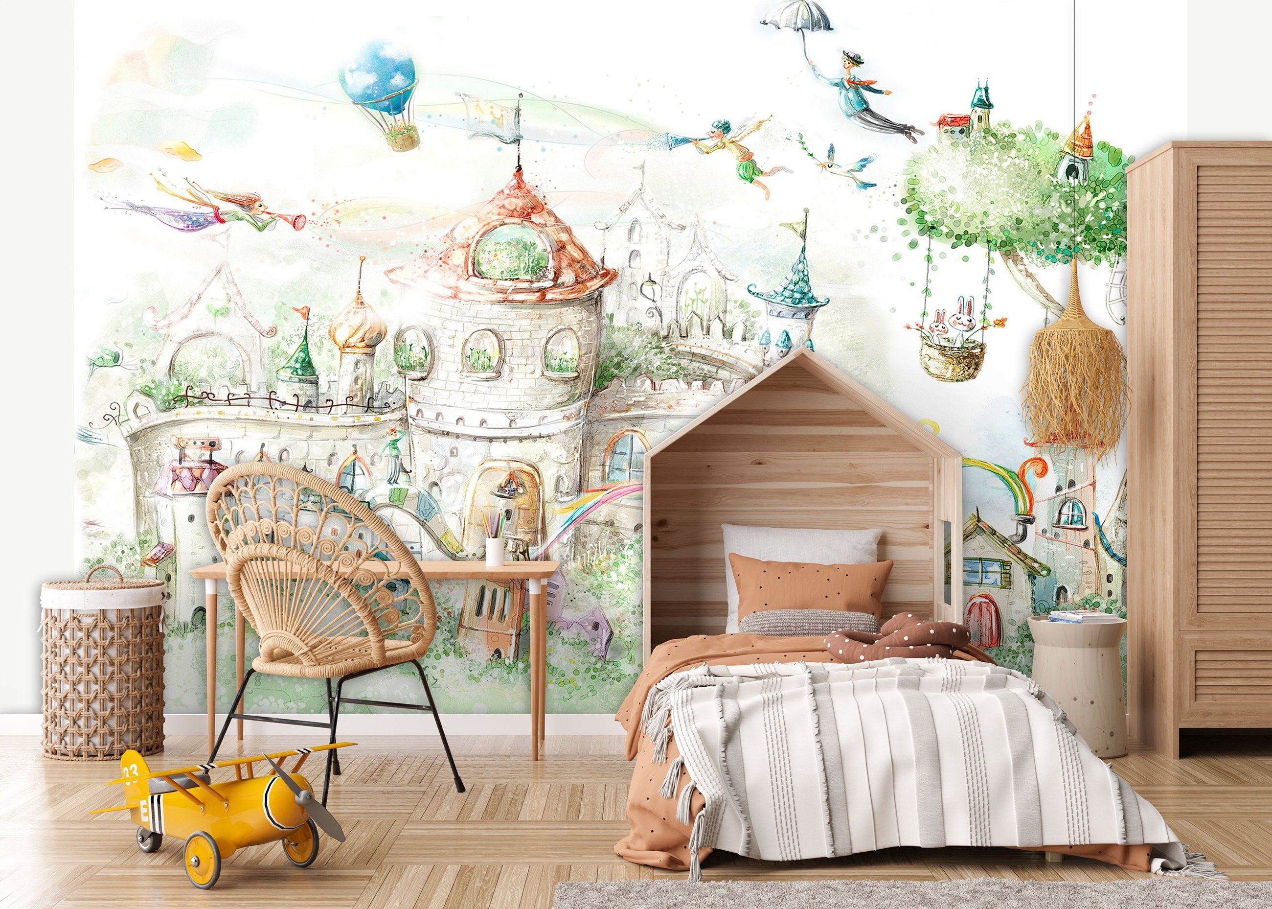 Wallarena Fototapete Kinderzimmer - Mehrfarbig - Kinder - Vlies - Kinderzimmer, glatt, 104x70cm