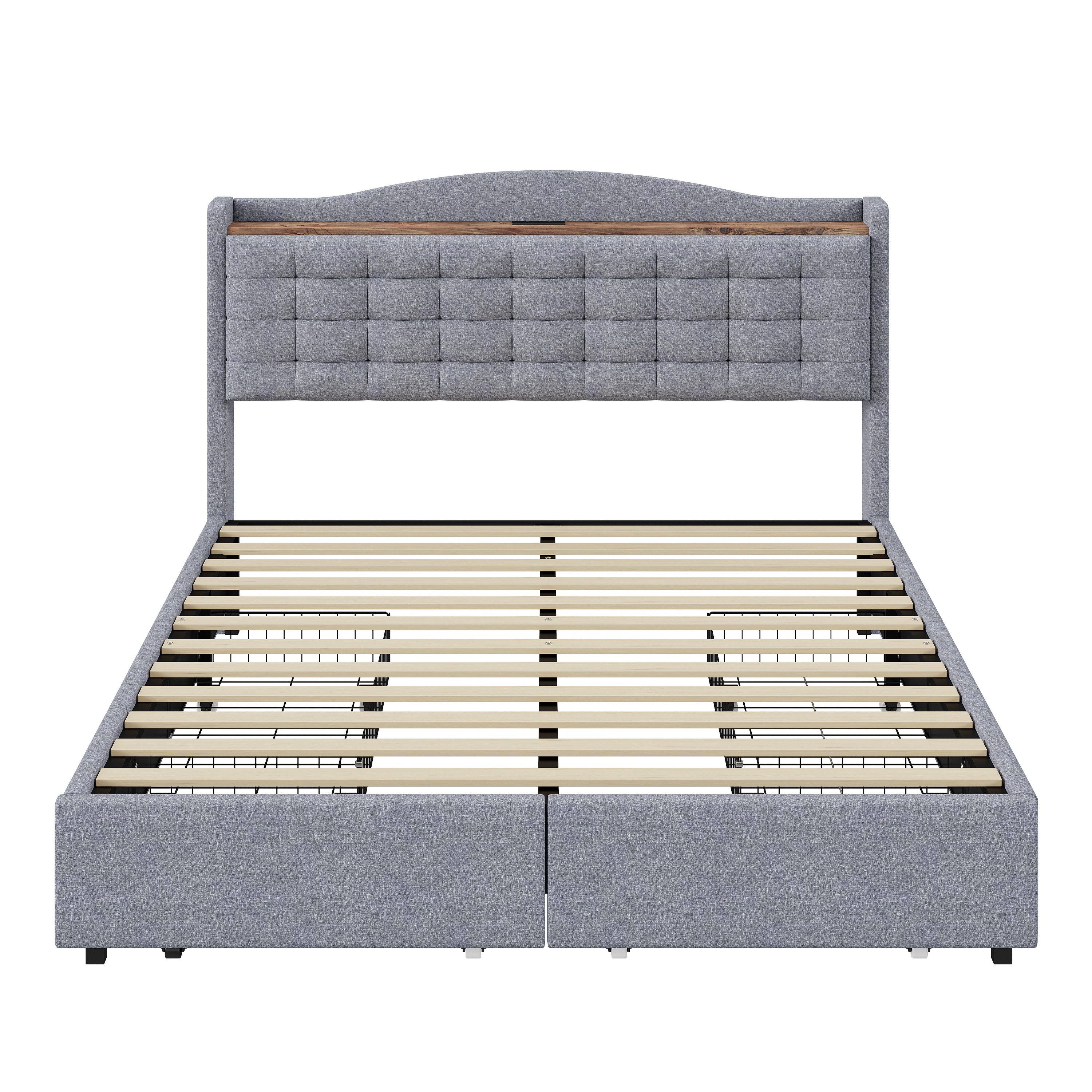 Furnishings Home Stauraumbett Polsterbett LED Doppelbett günstig online kaufen