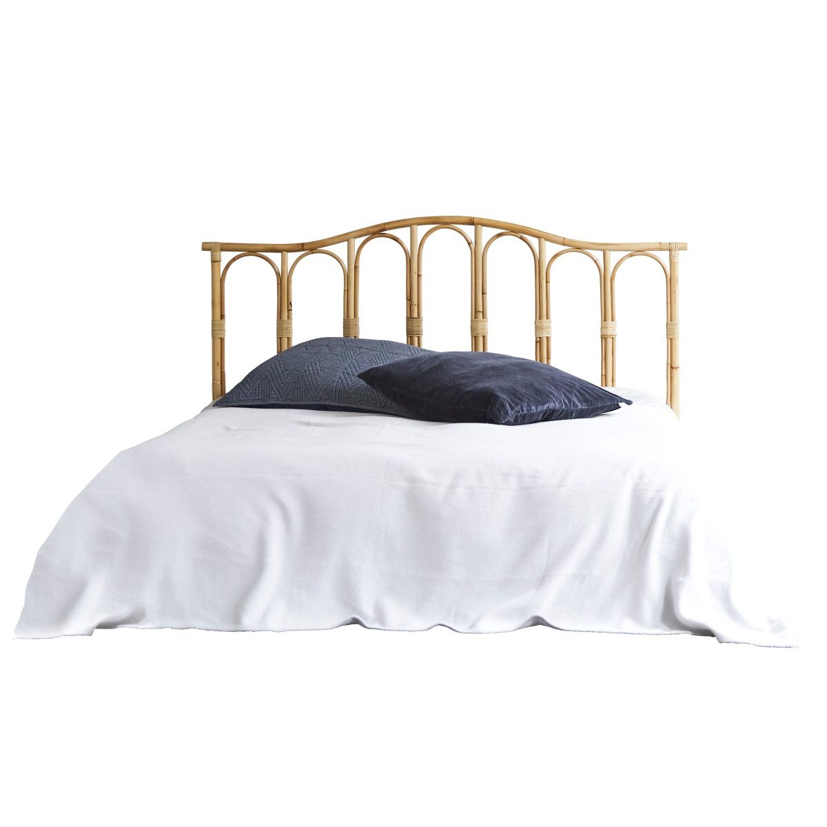 Tikamoon Massivholzbett Kopfteil aus Rattanstäben 160 cm Ondine (1-tlg)