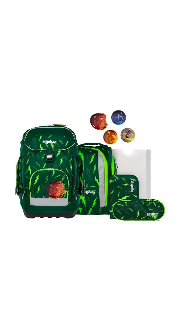 ergobag Schulranzen maxi Set (6-tlg., 6-teiliges Set), größenverstellbares Rückensystem