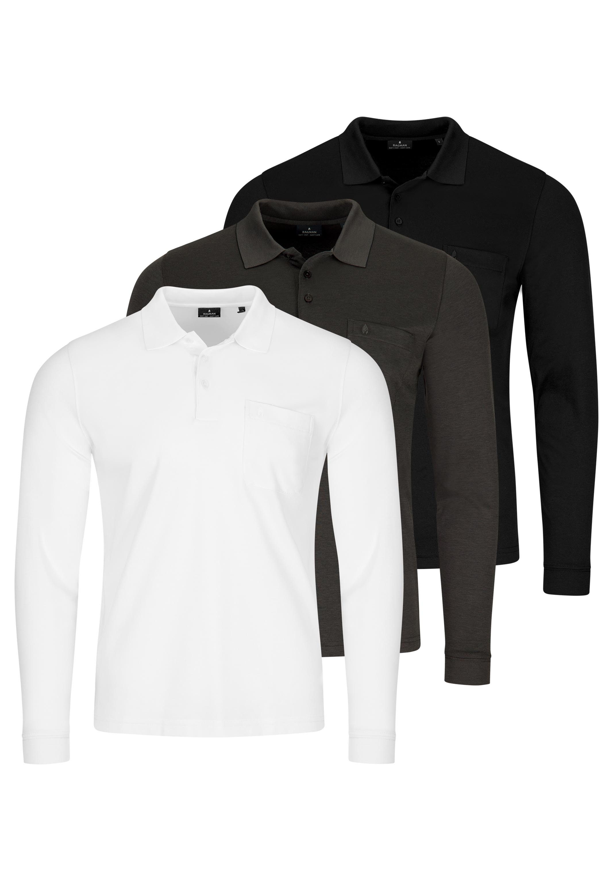 Langarm-Poloshirt 3er Pack Basic