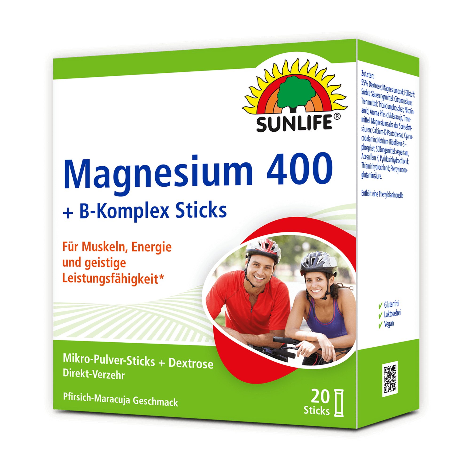 SUNLIFE SUNLIFE® Magnesium 400 B-Komplex Sticks Pfirsich-Maracuja Muskeln 1 x täglich den Inhalt eines Sticks direkt auf die Zunge geben und langsam im Mund zergehen lassen
