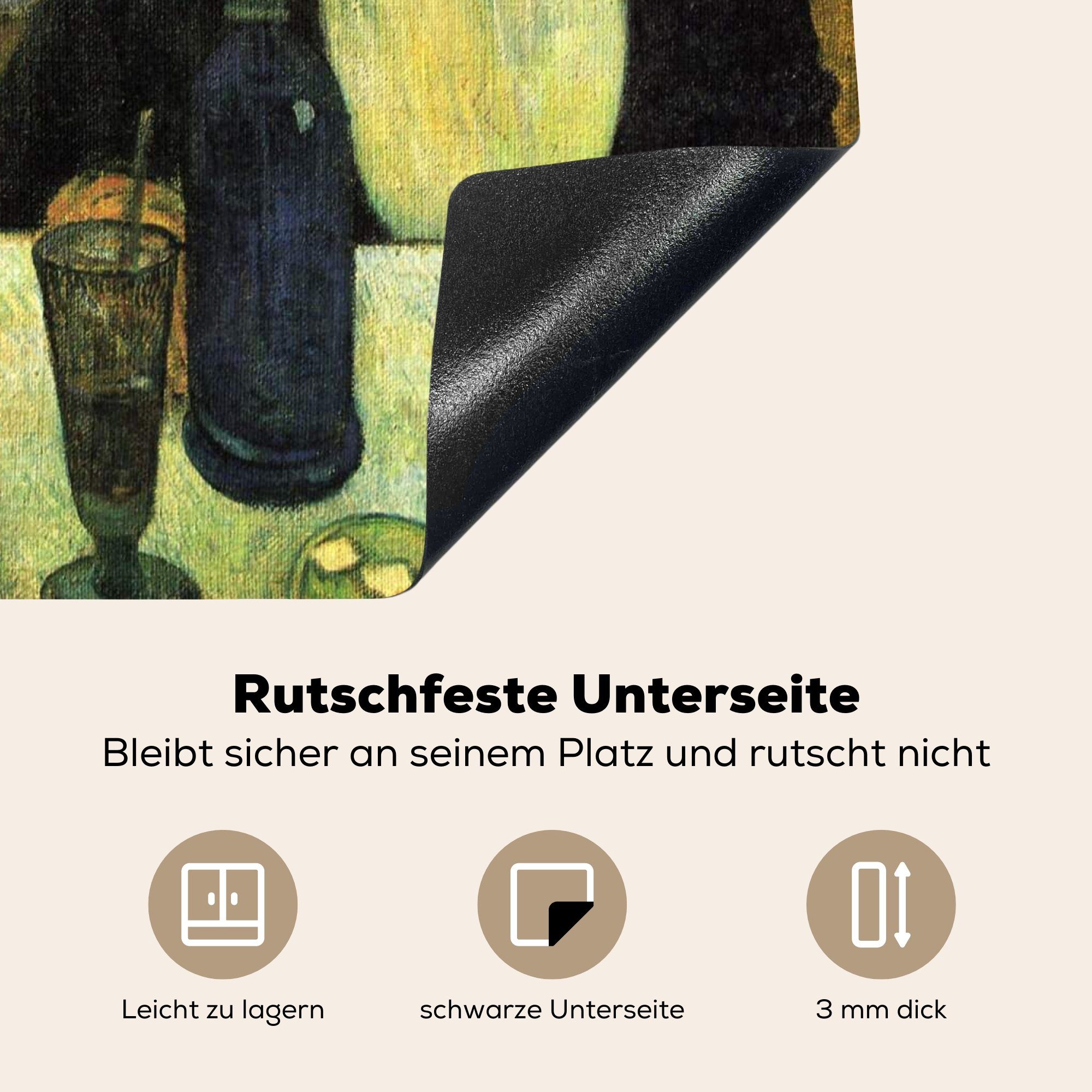 Vinyl, Paul cm, Arbeitsfläche Arles 60x52 Herdblende-/Abdeckplatte von Gemälde MuchoWow Mobile nutzbar, Nachtcafé (1 in tlg), - Gauguin, Ceranfeldabdeckung