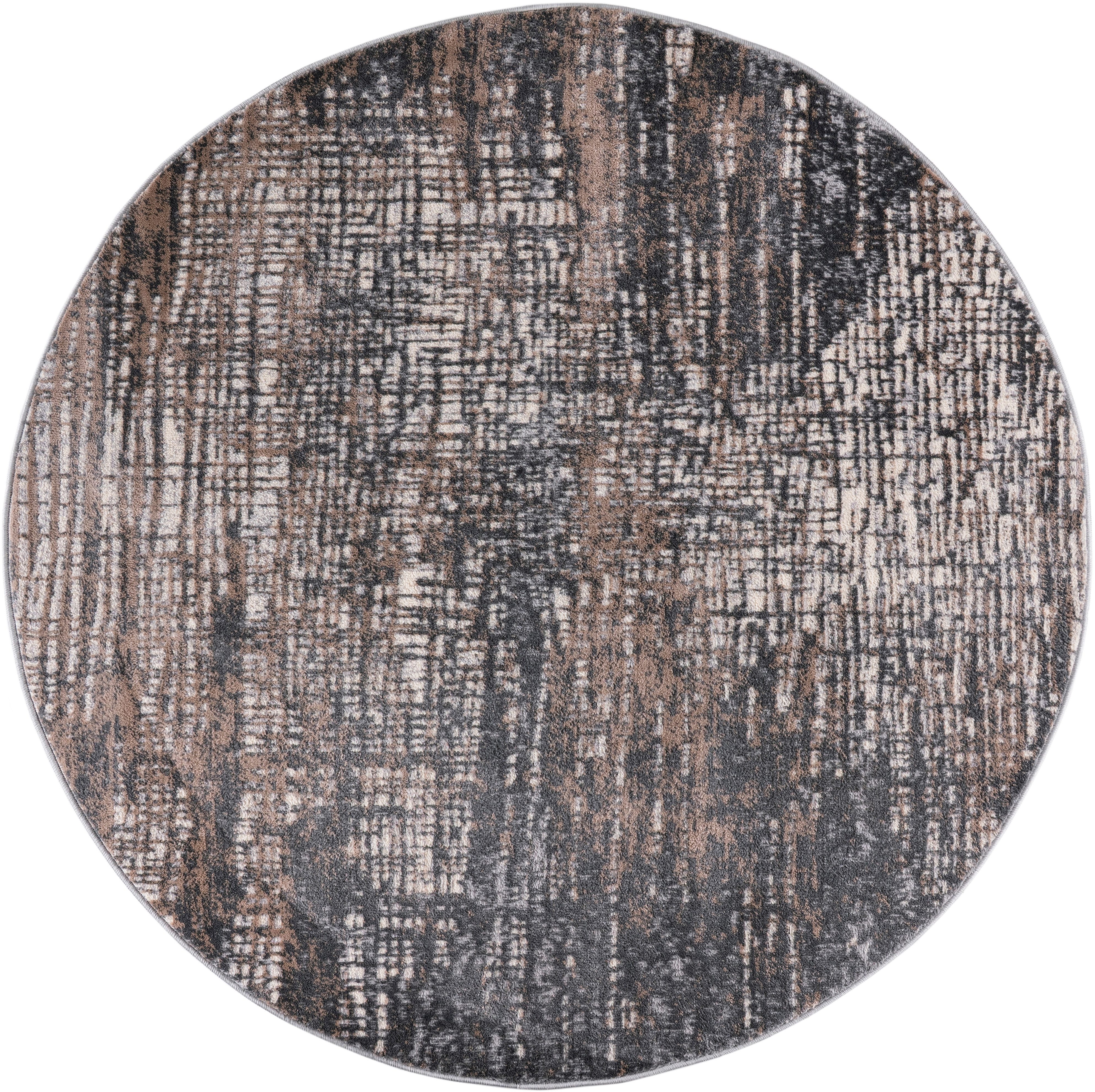 OTTO home Teppich Ariano, dezenter Glanz mit Hoch-Tief-Struktur, rund, Höhe: 12 mm, Vintage Design, Schrumpf Carving-Effekt, Wohnzimmer, Schlafzimmer