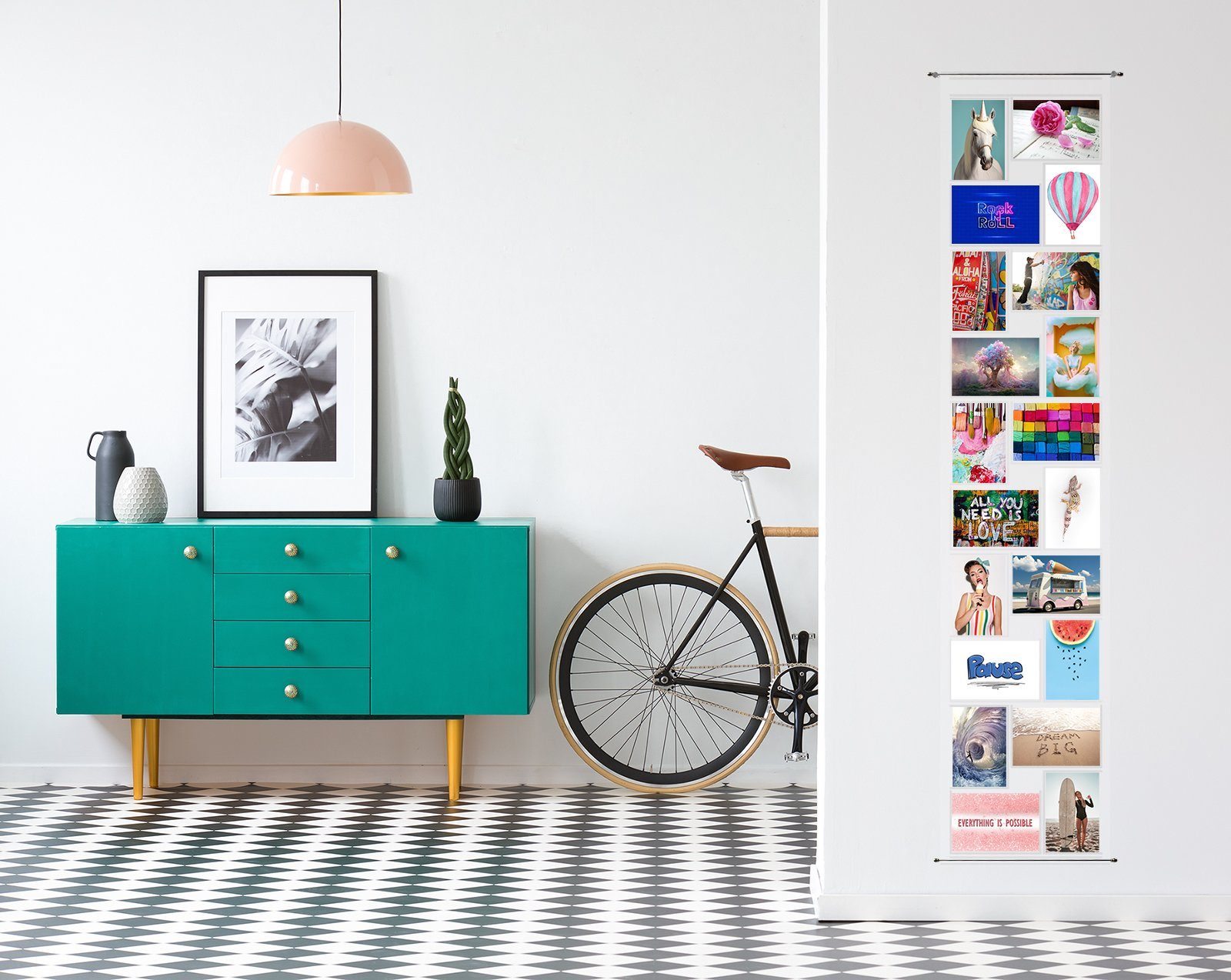 trendfinding Bilderrahmen Collage Fotovorhang mit Metallstange für 20 Fotos günstig online kaufen