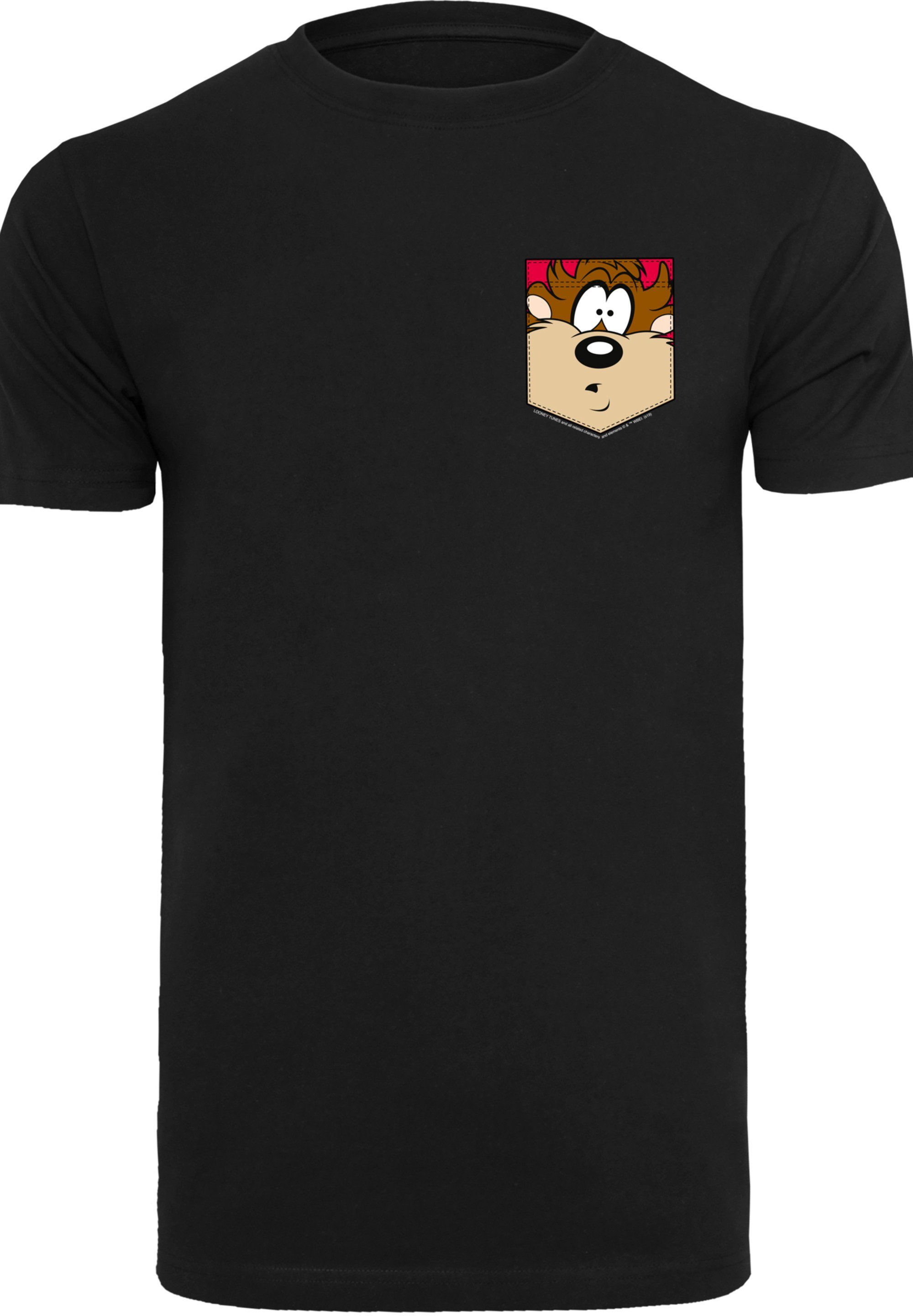 F4NT4STIC T-Shirt Looney Tasmanian Face Tunes Print Devil Faux Pocket schwarz