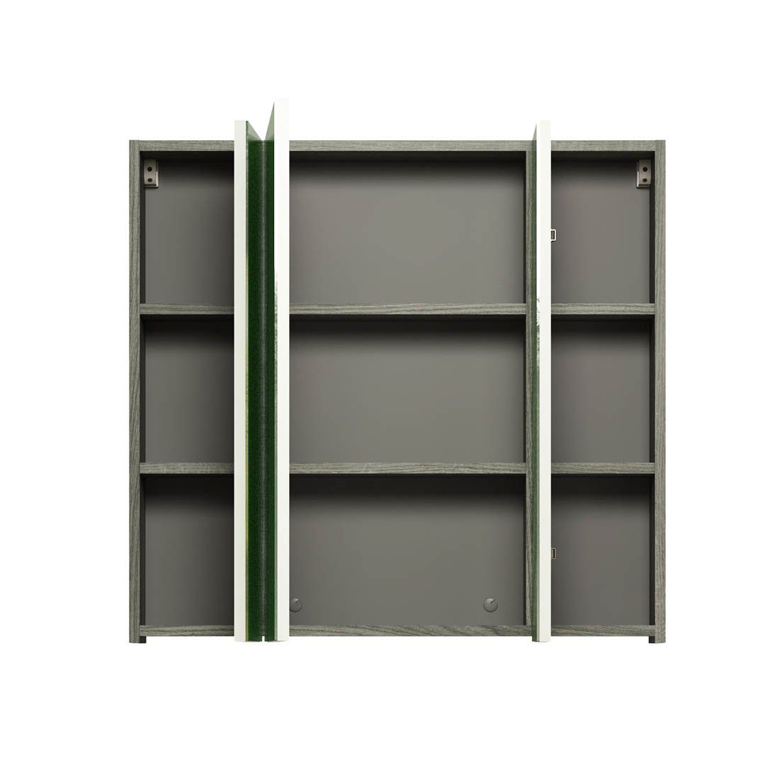 ebuy24 Badezimmerspiegelschrank 3 (1-St) Spiegelschrank Türen, Riva Bad grau