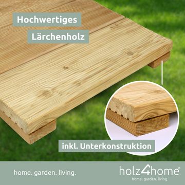 holz4home Holzfliesen Terrassendielen aus Lärche I 43 x 43 cm I Rutschfest schnell trocknend