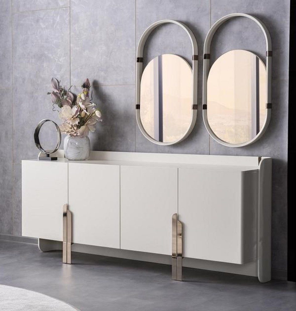 Xlmoebel Anrichte Modernes Sideboard mit ovalen Spiegeln und Beistellschrank, Made in Europa