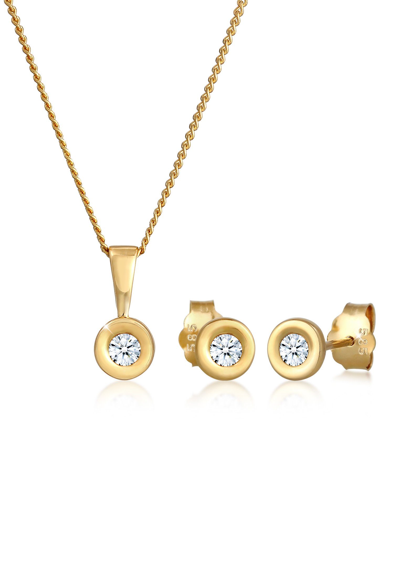 Diamore Schmuckset Solitar Klassisch Diamant 0 22 Ct 585 Gelbgold Online Kaufen Otto