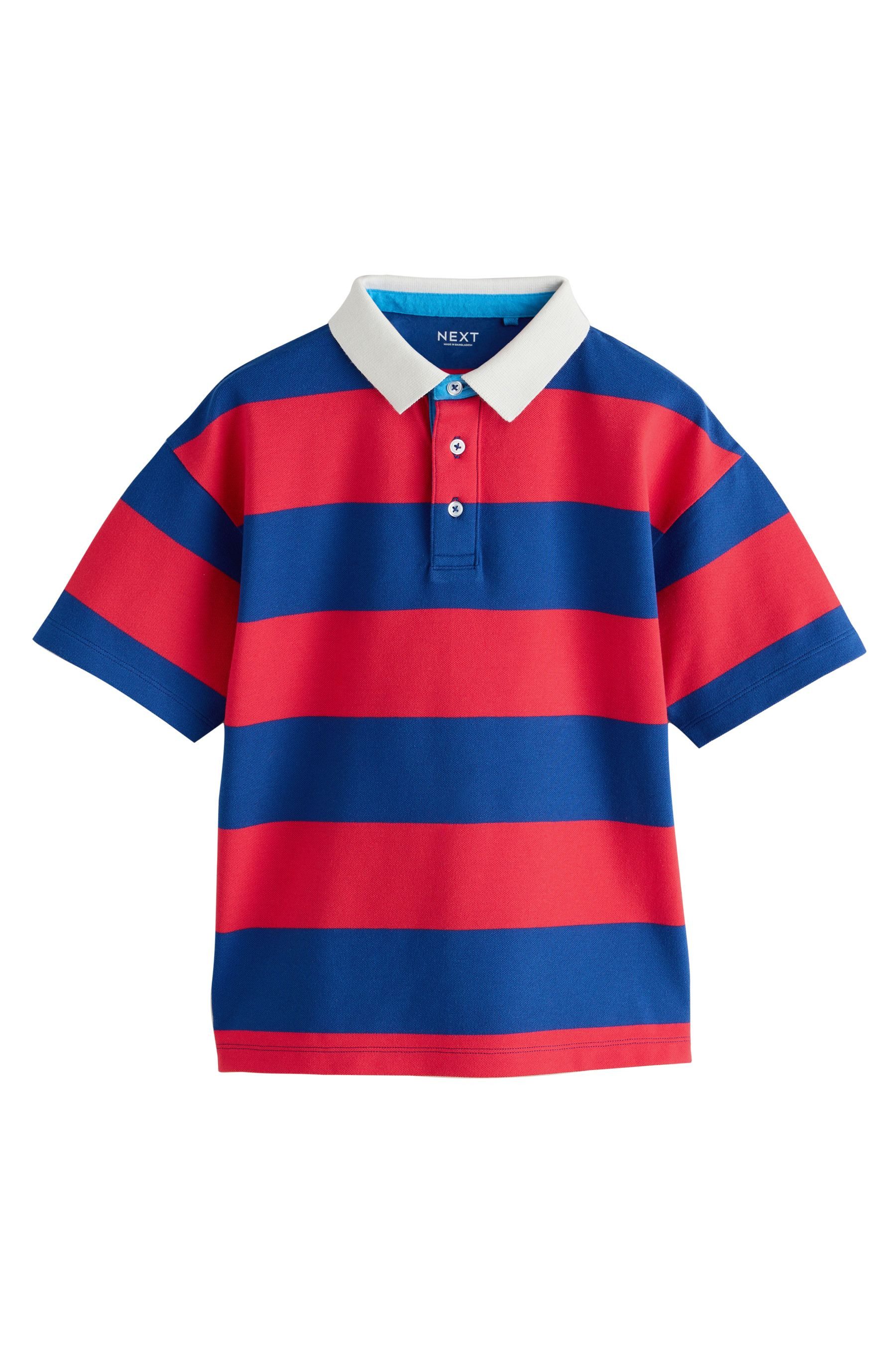 Next Poloshirt Kurzärmeliges Relaxed Fit Polohemd mit Streifen (1-tlg)
