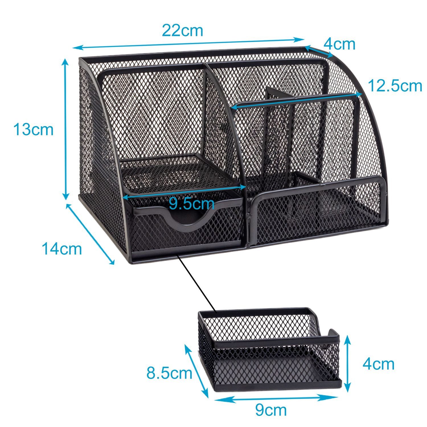 Intirilife Organizer (1 St), Schreibtisch Organizer Stifthalter Box aus Eisen Mesh 22 x 14 x 13 cm