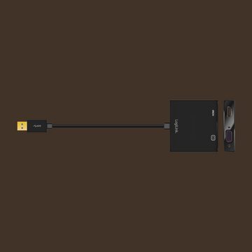 LogiLink USB3.0 auf VGA / HDMI Video-Adapter, USB-A/M zu HDMI-A/F + VGA/F, 1080p, schwarz, 0,15 m