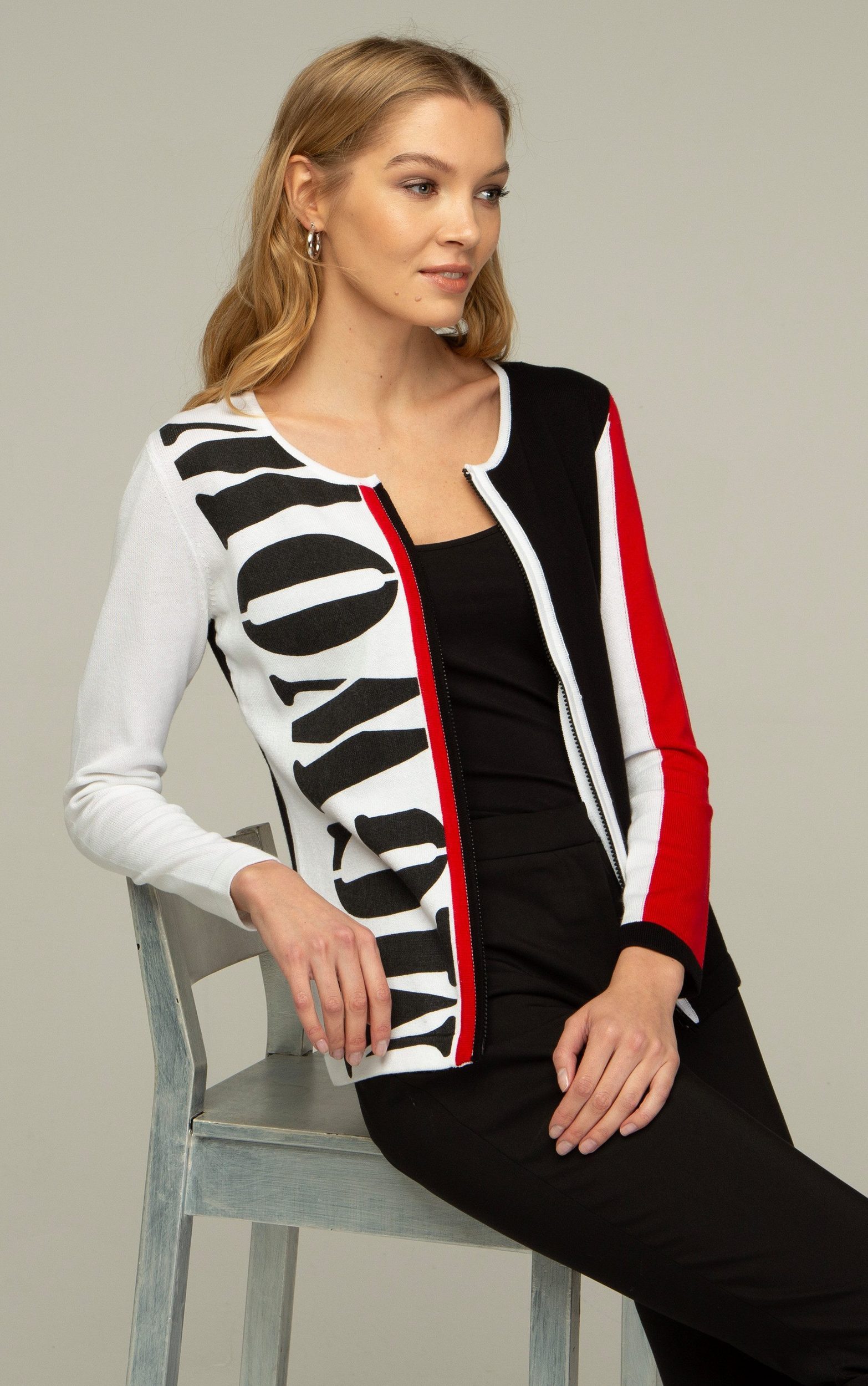 Passioni Cardigan mit grafischem Textdruck