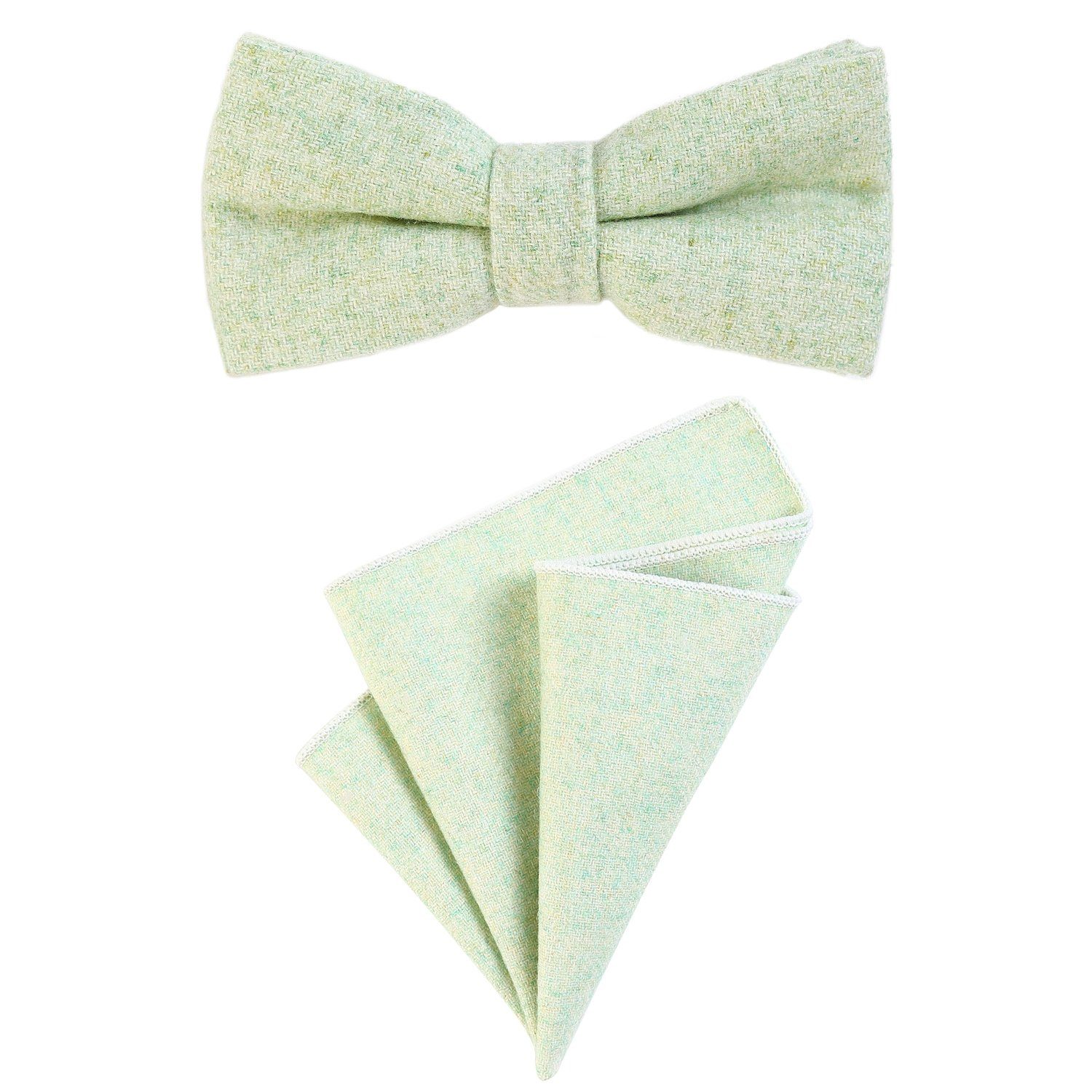 DonDon Fliege DonDon Herren Fliege und Einstecktuch aus Baumwolle (Packung, 2-St) bereits gebunden, Tweed-Look, 2er Set