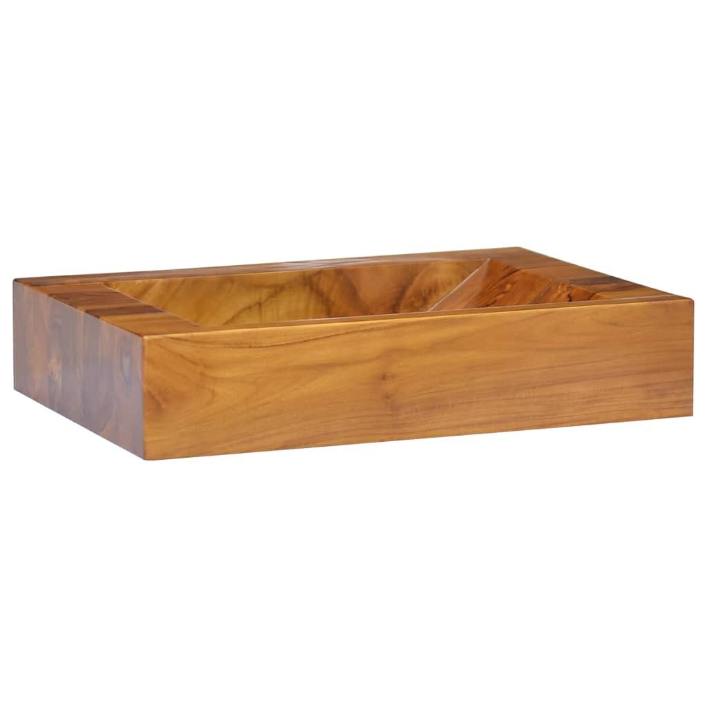 vidaXL Waschbecken Waschbecken Badezimmer Aufsatzwaschbecken Massivholz Teak 50x35x10 cm