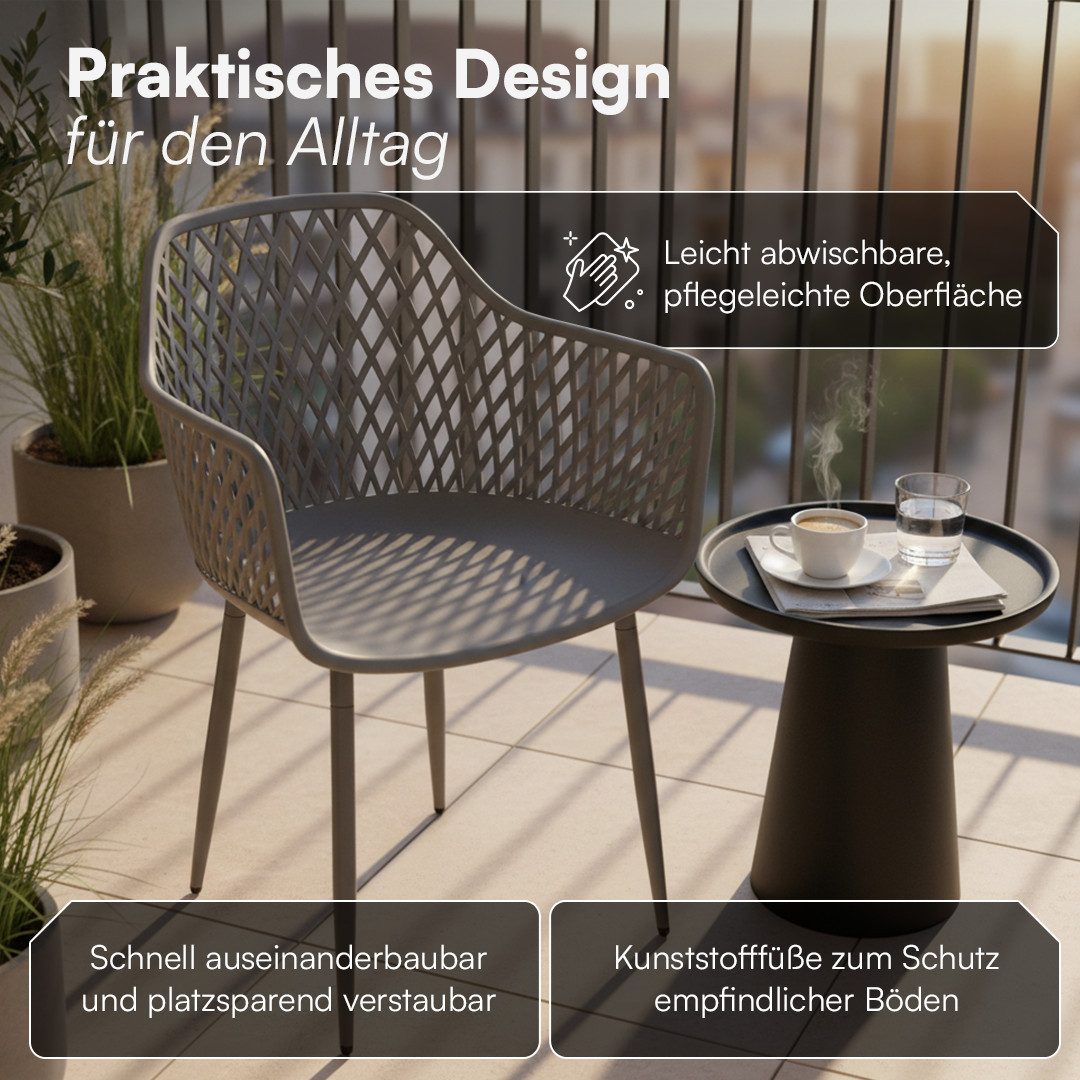 STEELSØN Gartenstuhl Quasira wetter- & UV-beständig (grau, 4er Set), outdoor Loungesessel mit Armlehnen, verfügbar als 2er/4er/6er Set – Bild 5 von 5