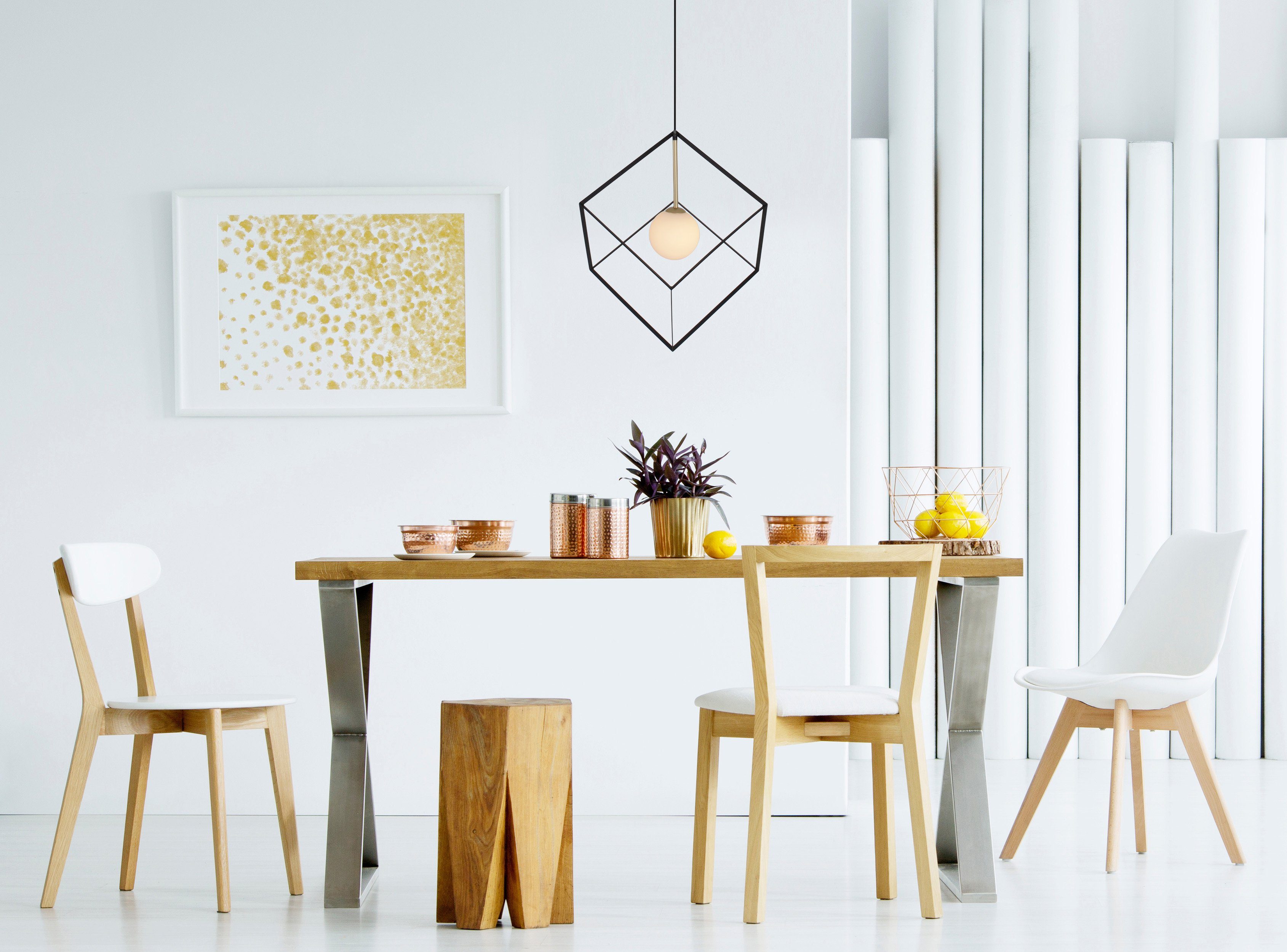 näve Pendelleuchte Carde, ohne Leuchtmittel, Pendelleuchte >>Cadre<<, excl. 1x G9 LED,schwarz, weiß, gold