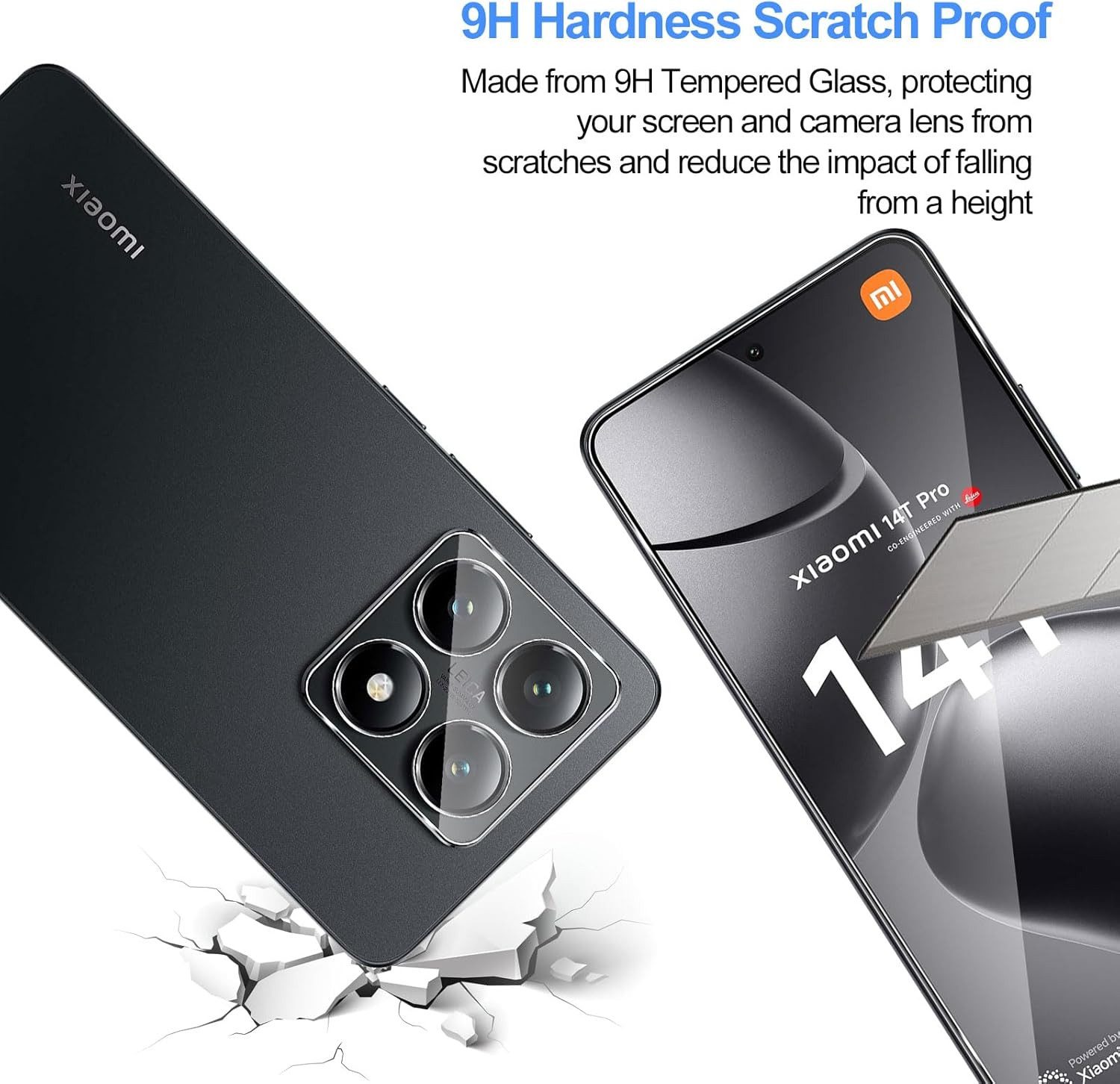 MSM Displayschutzglas 2X Schutzglas (Display + Kamera) für Xiaomi 14T Pro 5G Panzerfolie