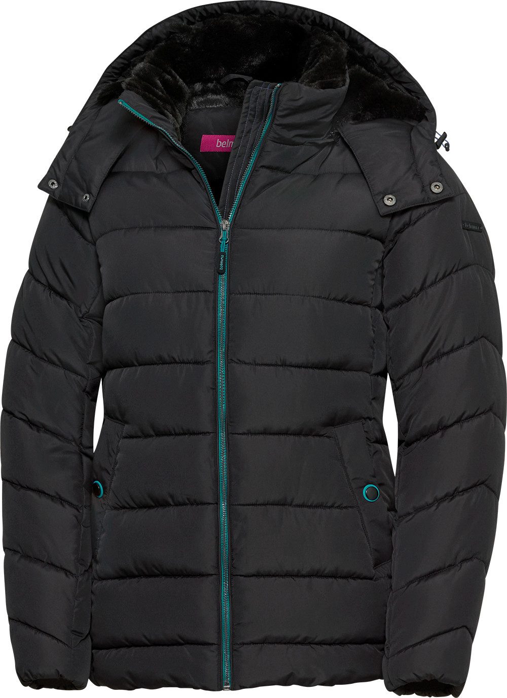 belmina Steppjacke Verstellbare Kapuze mit flauschigem Kunstfell