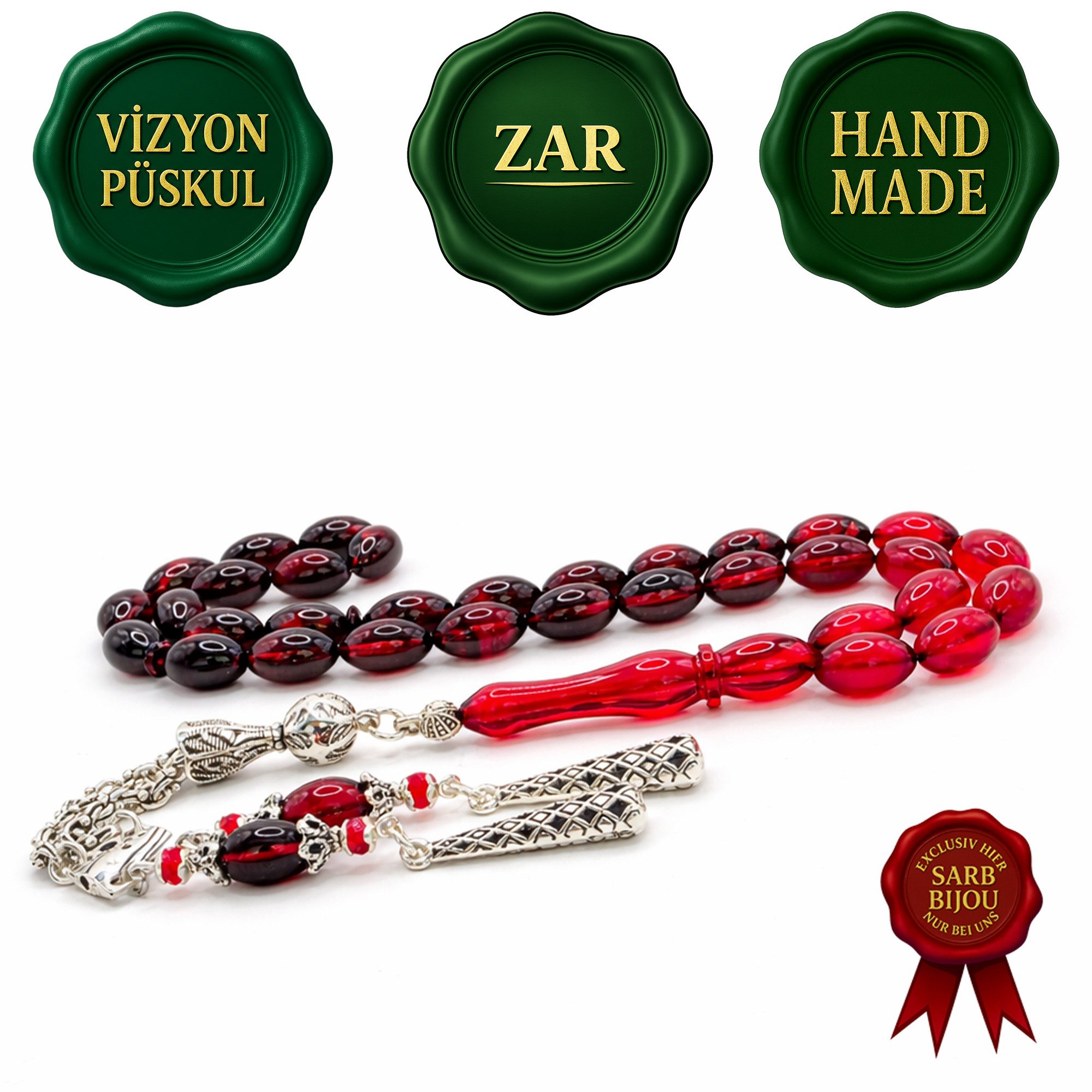M-Punkt24 Kettenanhänger Tesbih Tesbih (8 x 12 mm), Gebetskette, Rosary, inkl. Etui, ! SONDERPREIS, DA PRODUKTNEUHEIT !