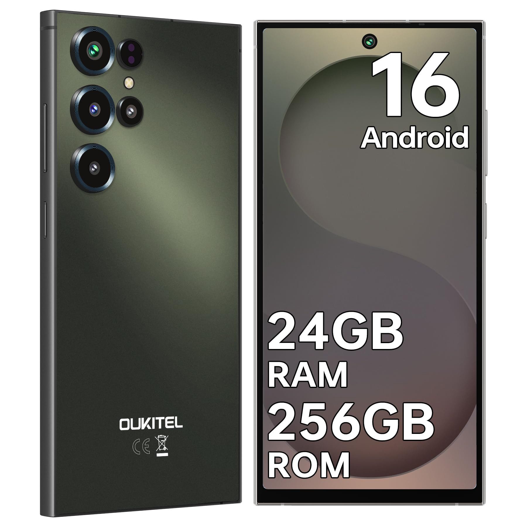 OUKITEL C67 24GB RAM+256GB ROM/TF 1TB, Android 16 Smartphone (17,10 cm/6.73 Zoll, 256 GB Speicherplatz, 64 MP Kamera, 6,73" HD+ 120Hz, 64MP+8MP, 5000mAh, Dual SIM/ OTG/ GPS/ NFC)
