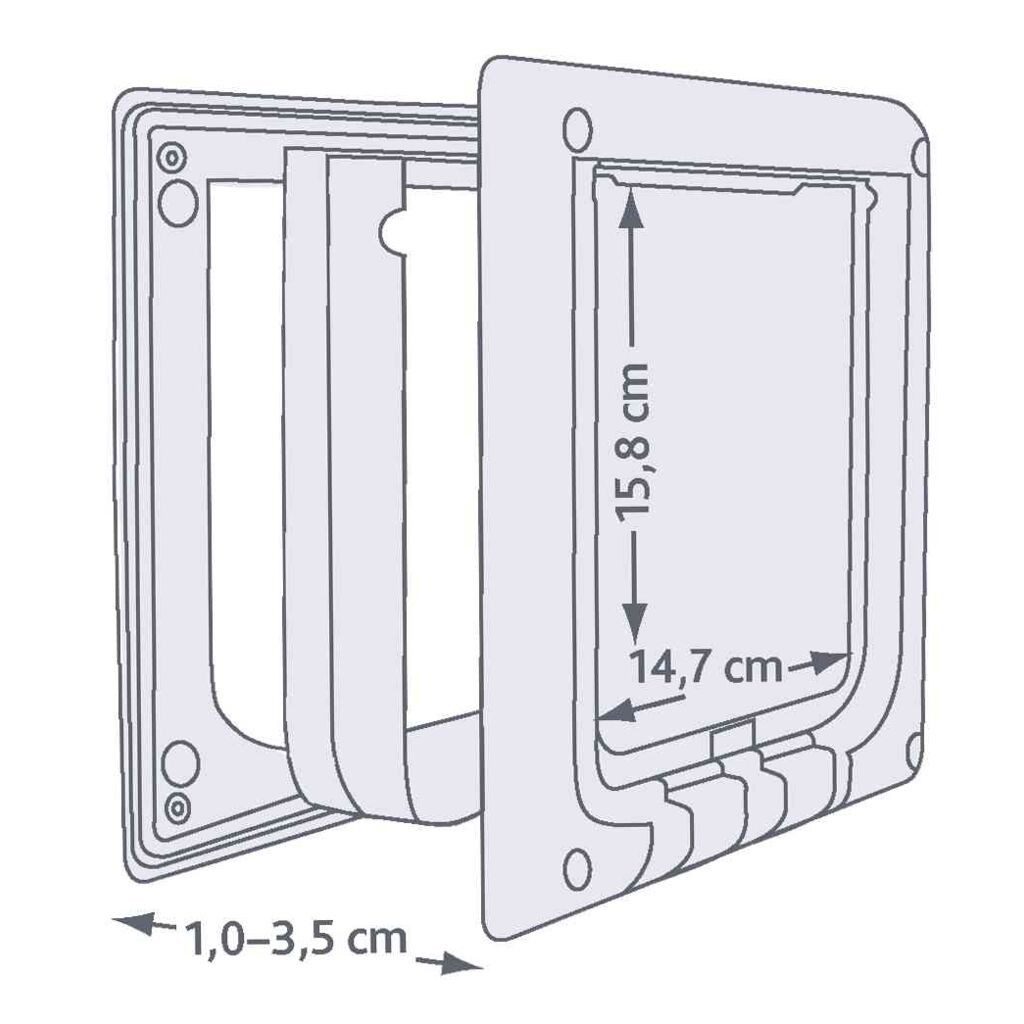 TRIXIE Katzenklappe 4-Wege Freilauftür, elektromagnetisch - weiß - 21,1 × 24,4 cm