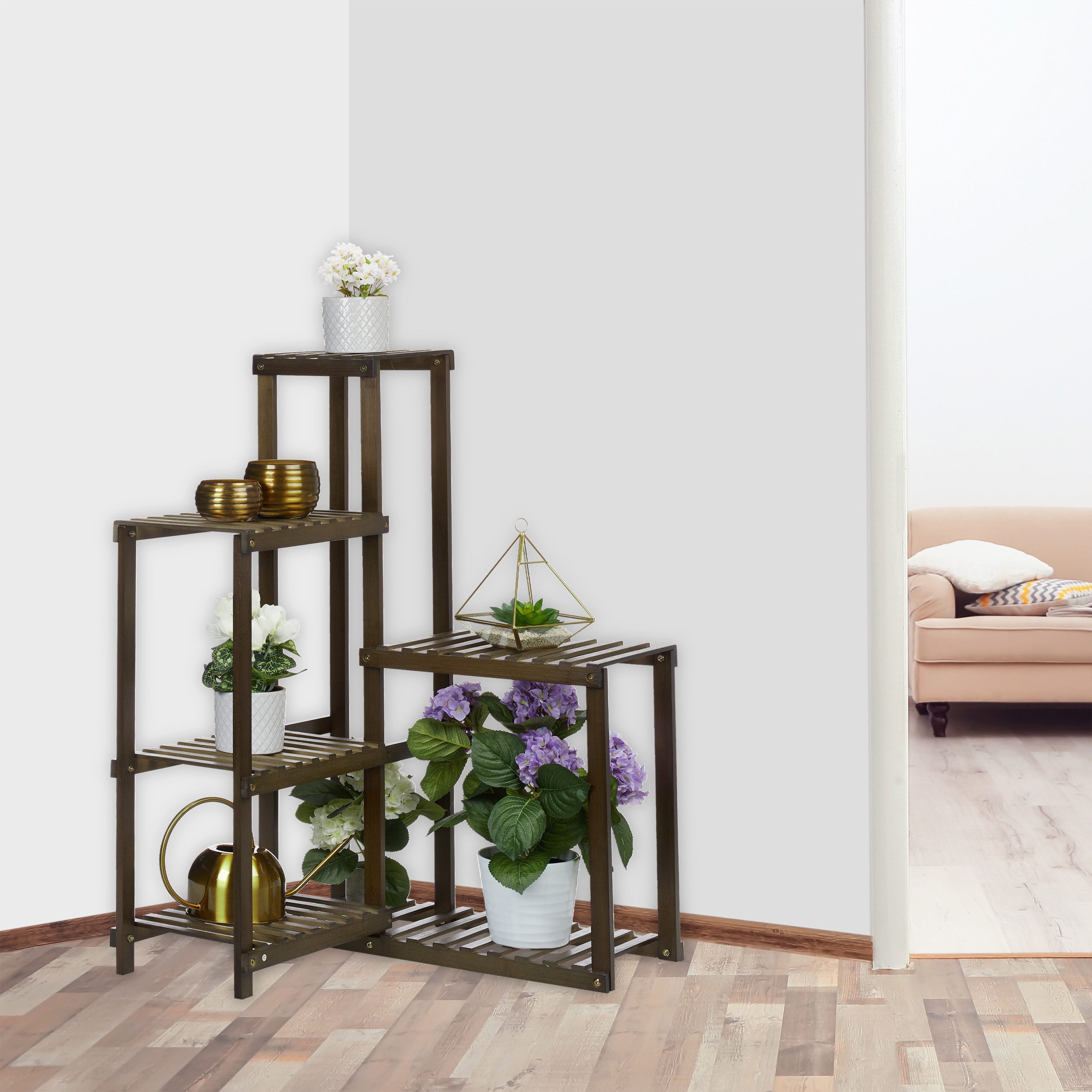 relaxdays Blumenständer Eck Pflanzenregal Bambus günstig online kaufen