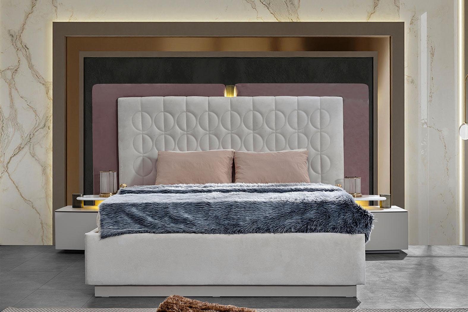Schlafzimmer-Set Made Set in Nachttische Luxus + Bett JVmoebel Holz, Schlafzimmermöbel Weiß + Kleiderschrank Kommode + 7tlg (6-St., + Europa Komplette Bett Spiegel), 2x