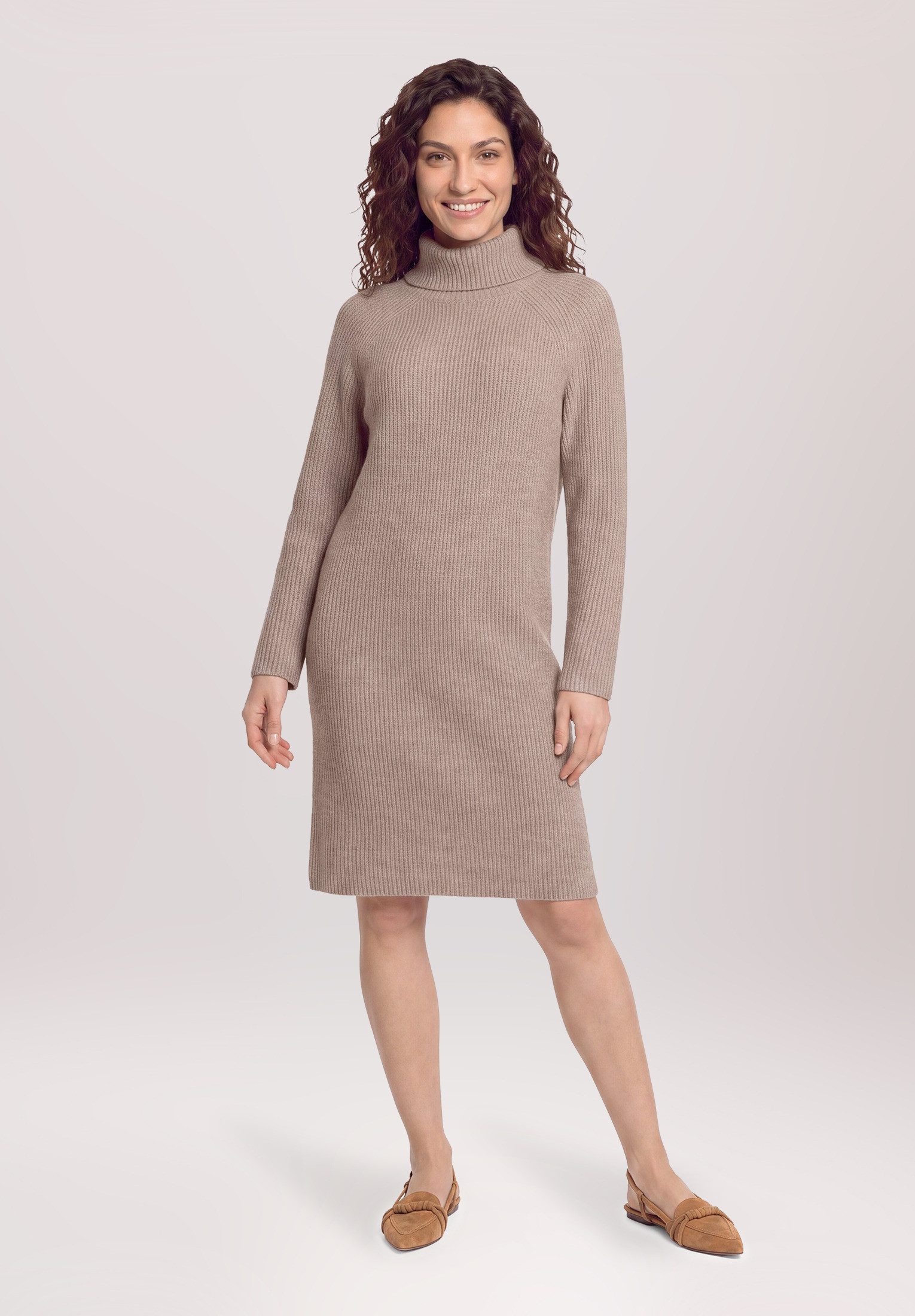 Cartoon Strickkleid Damen mit Turtle Neck