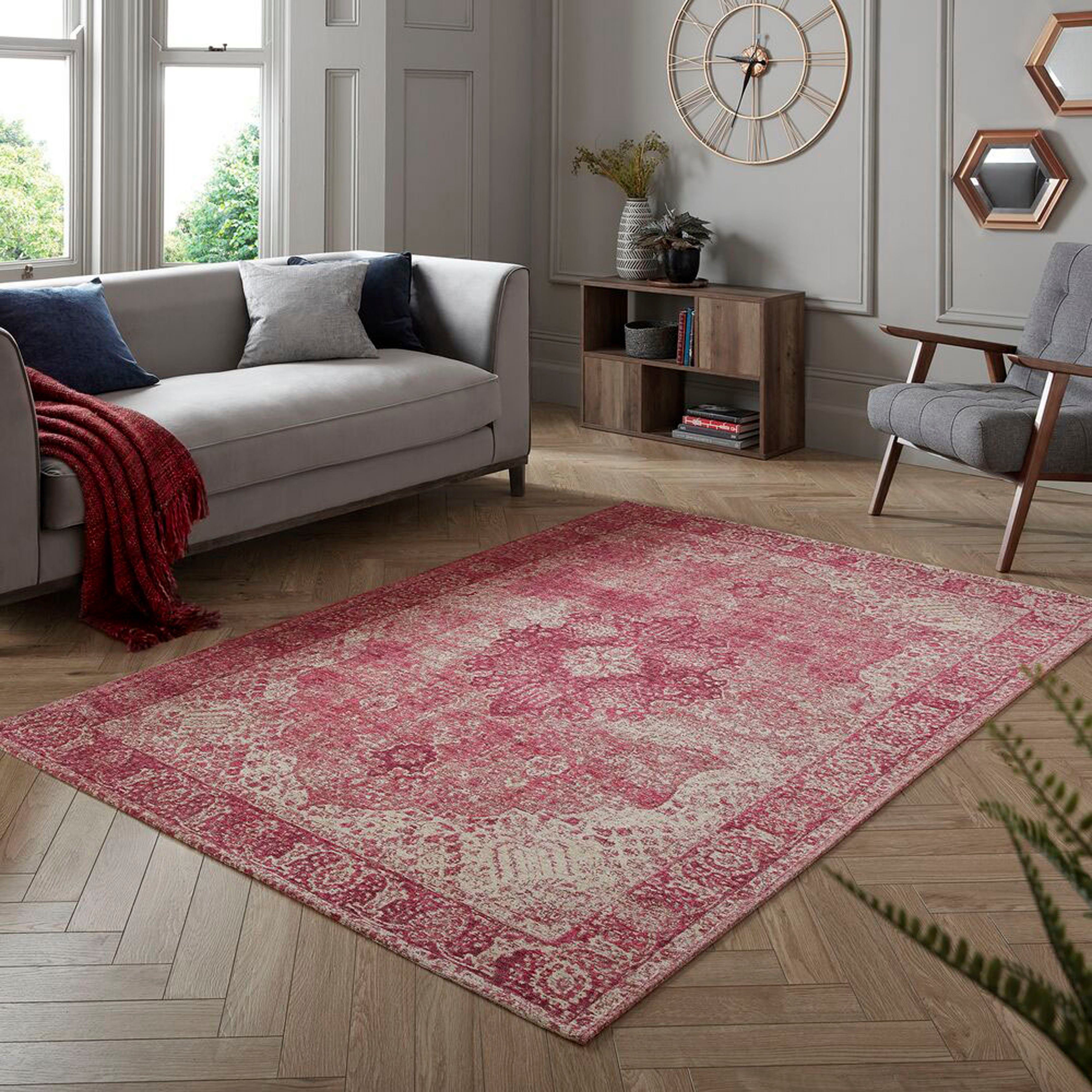Teppich Antique, FLAIR RUGS, rechteckig, Höhe: 4 mm, Vintage-Muster rot | Kurzflor-Teppiche