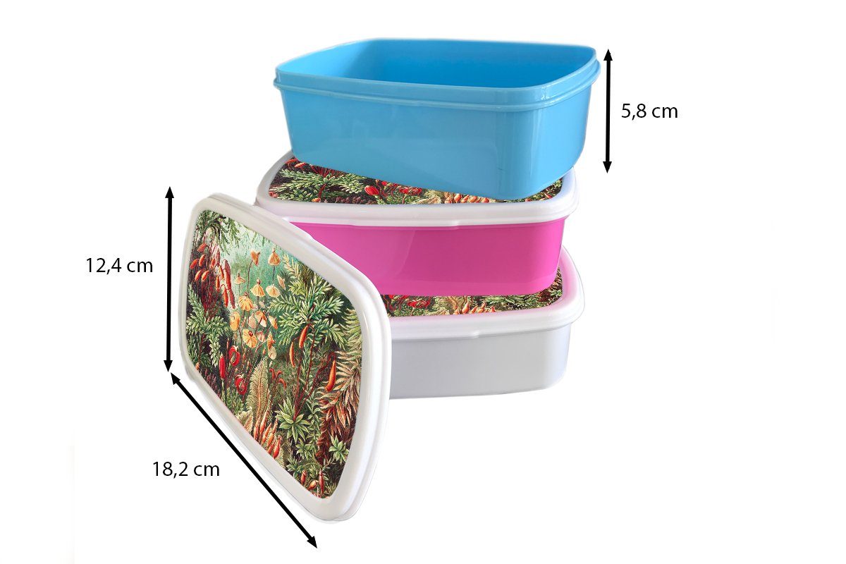 MuchoWow Lunchbox Blumen - Natur Erwachsene, Kunststoff für Brotbox Vintage Brotdose - Mädchen, Snackbox, Kunst rosa Kunststoff, Botanisch, Kinder, (2-tlg), - 