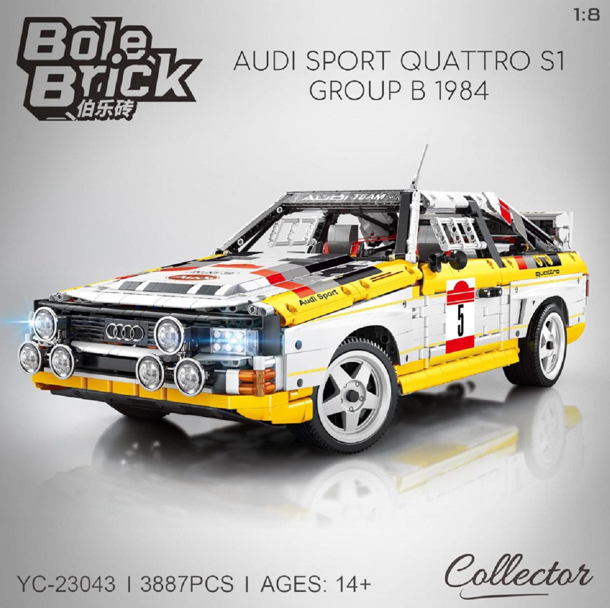 Happy Build Bole Brick YC-23043 Audi Sport Quattro S1 mit 3.887 Teilen RC-Modell Konstruktions-Spielset, (3887 St)