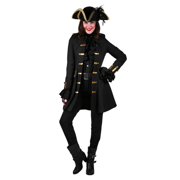 thetru Kostüm Damen Piratenjacke Schwarze Uniformjacke für barocke Damen