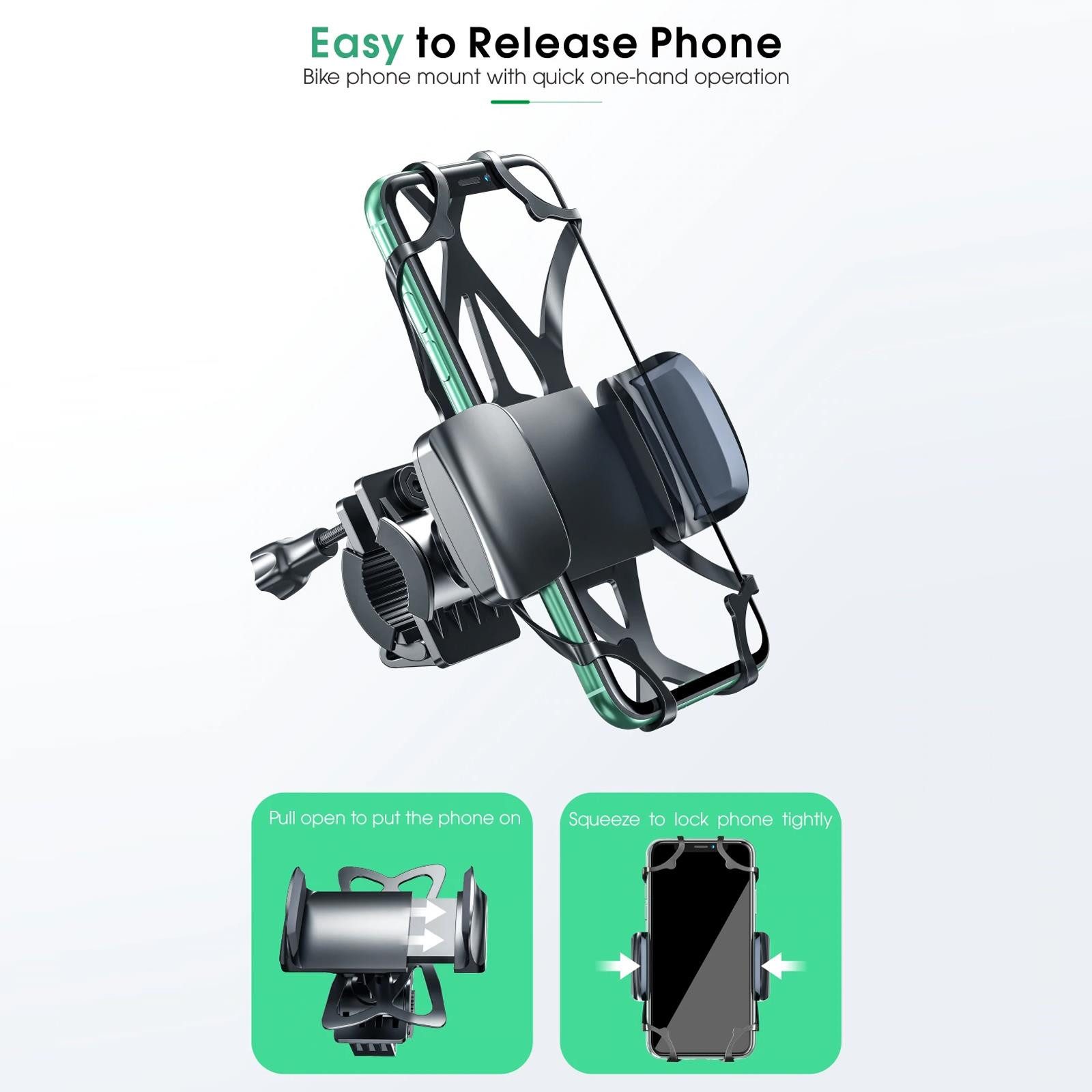 CoolGadget Bicycle Phone Holder with Rubber Band (up to 6.5 inches, Smartphone Phone Holder for Motorcycle, Bike, Scooter)