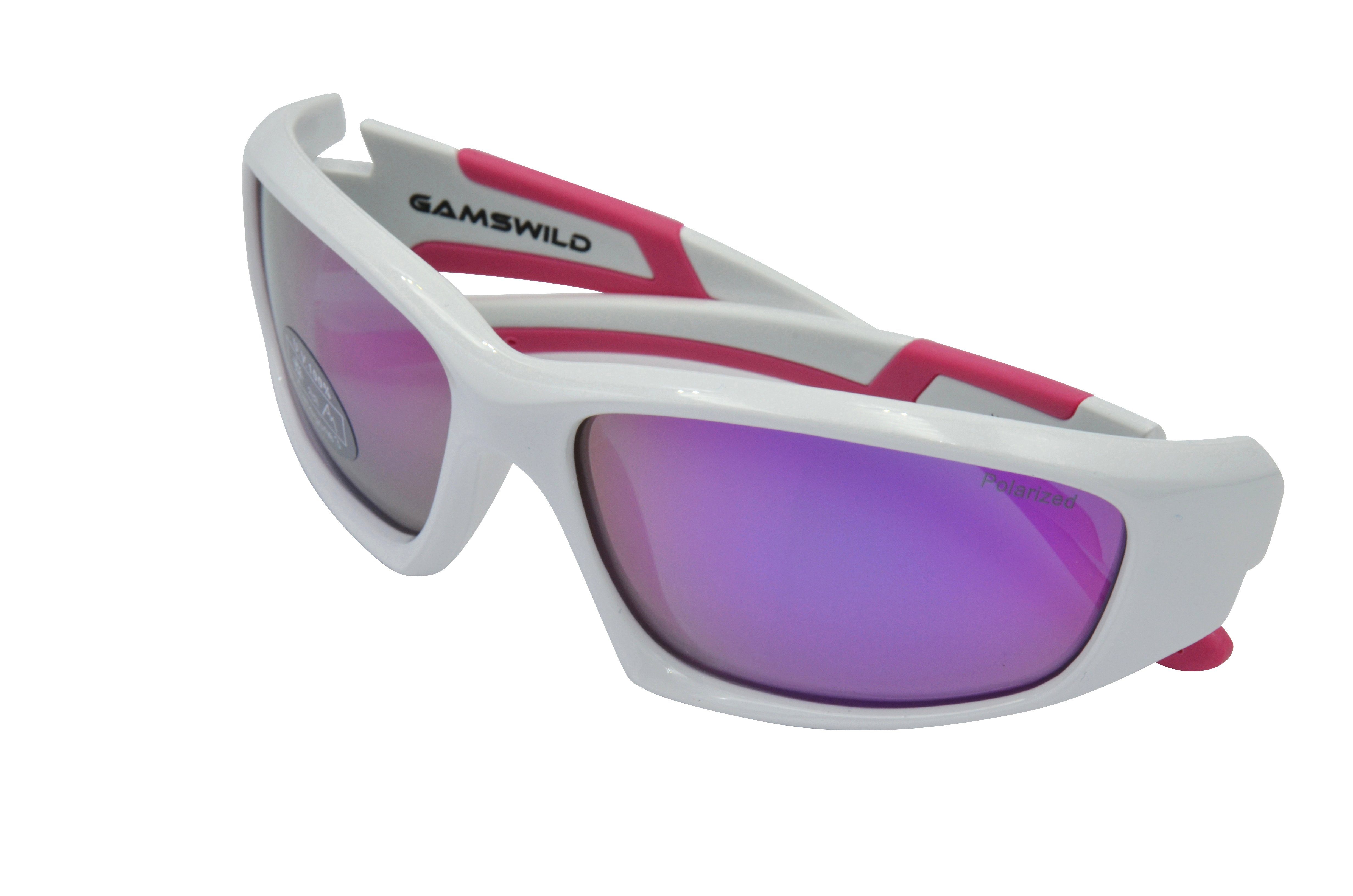 Gamswild Sonnenbrille UV400 GAMSKIDS Jugendbrille 5-12 Jahre Kinderbrille Mädchen Jungen kids Modell WJ5821 in beere, blau, weiß, schwarz-grün, rot-grau