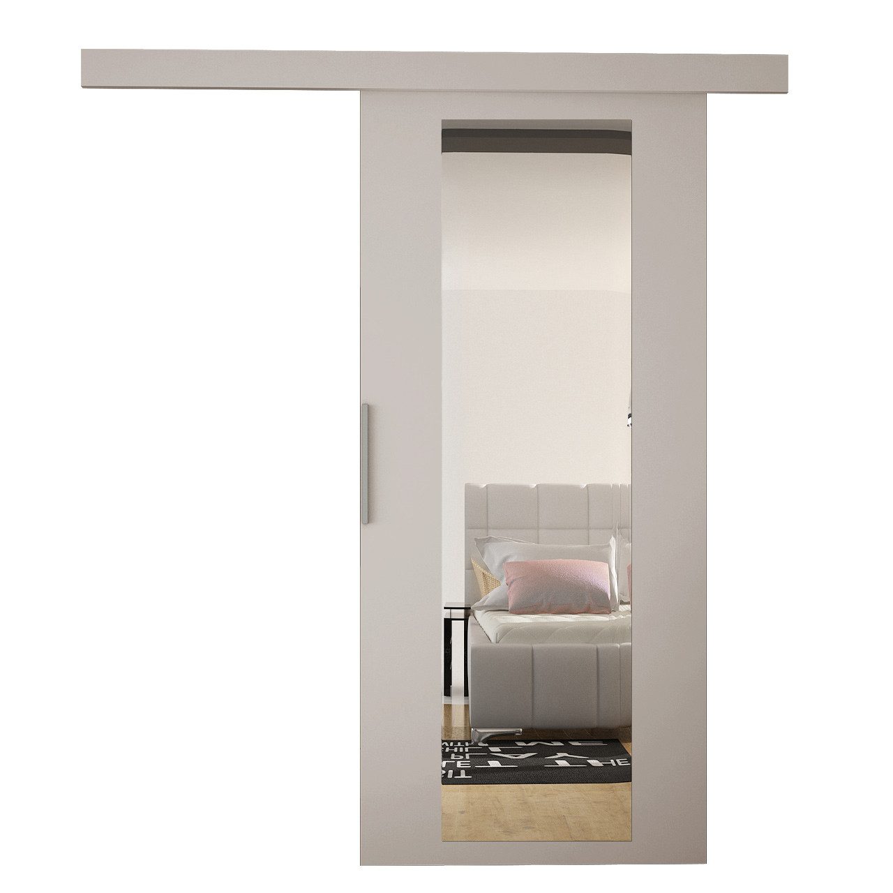 MIRJAN24 Schiebetür Marti 80 IV (Universell - Links / Rechts), Solide Aluminiumgriffe, Selbstschließsystem, Frontspiegel