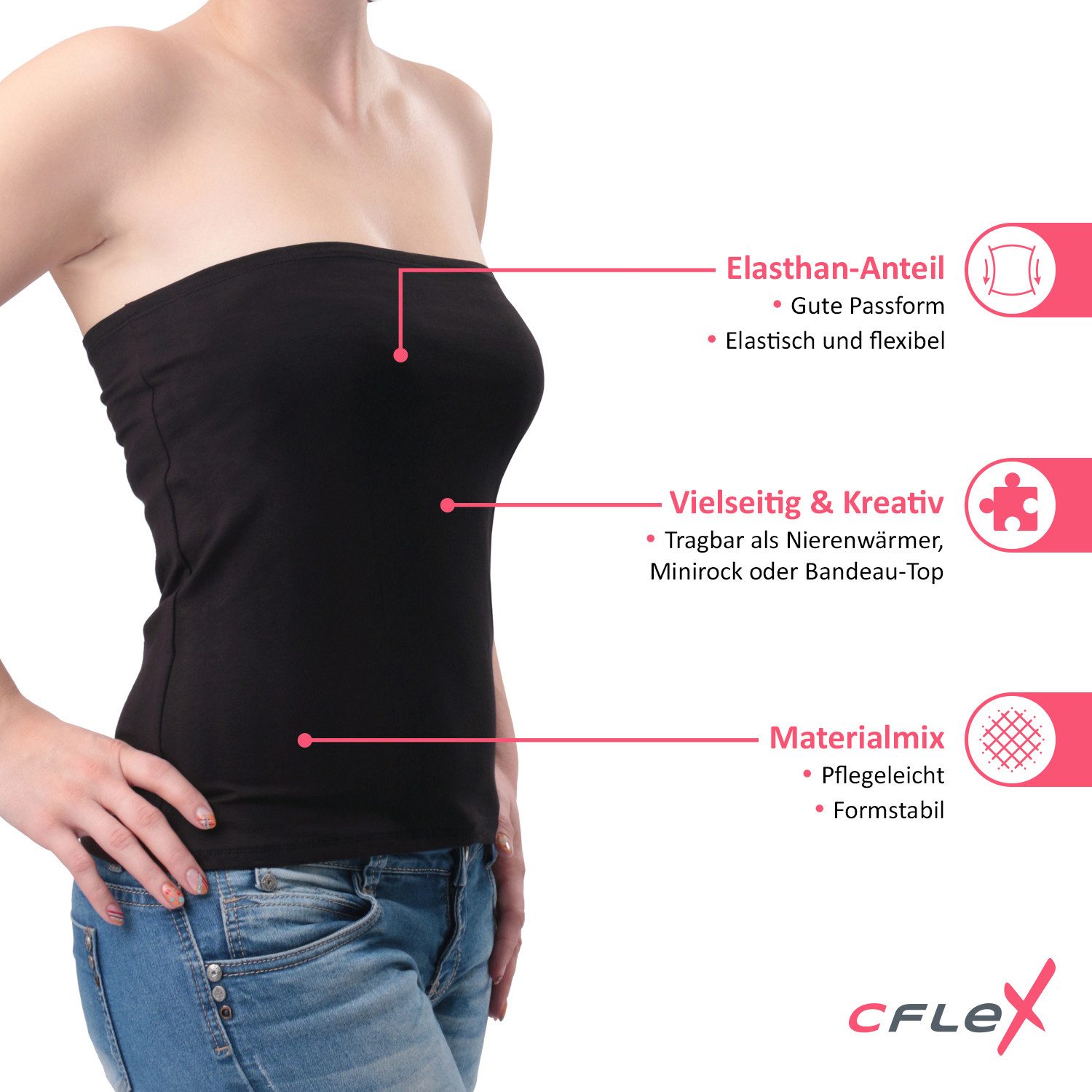 CFLEX Bandeautop Variotube Damen Tube-Oberteil, Shirtverlängerung & Minirock